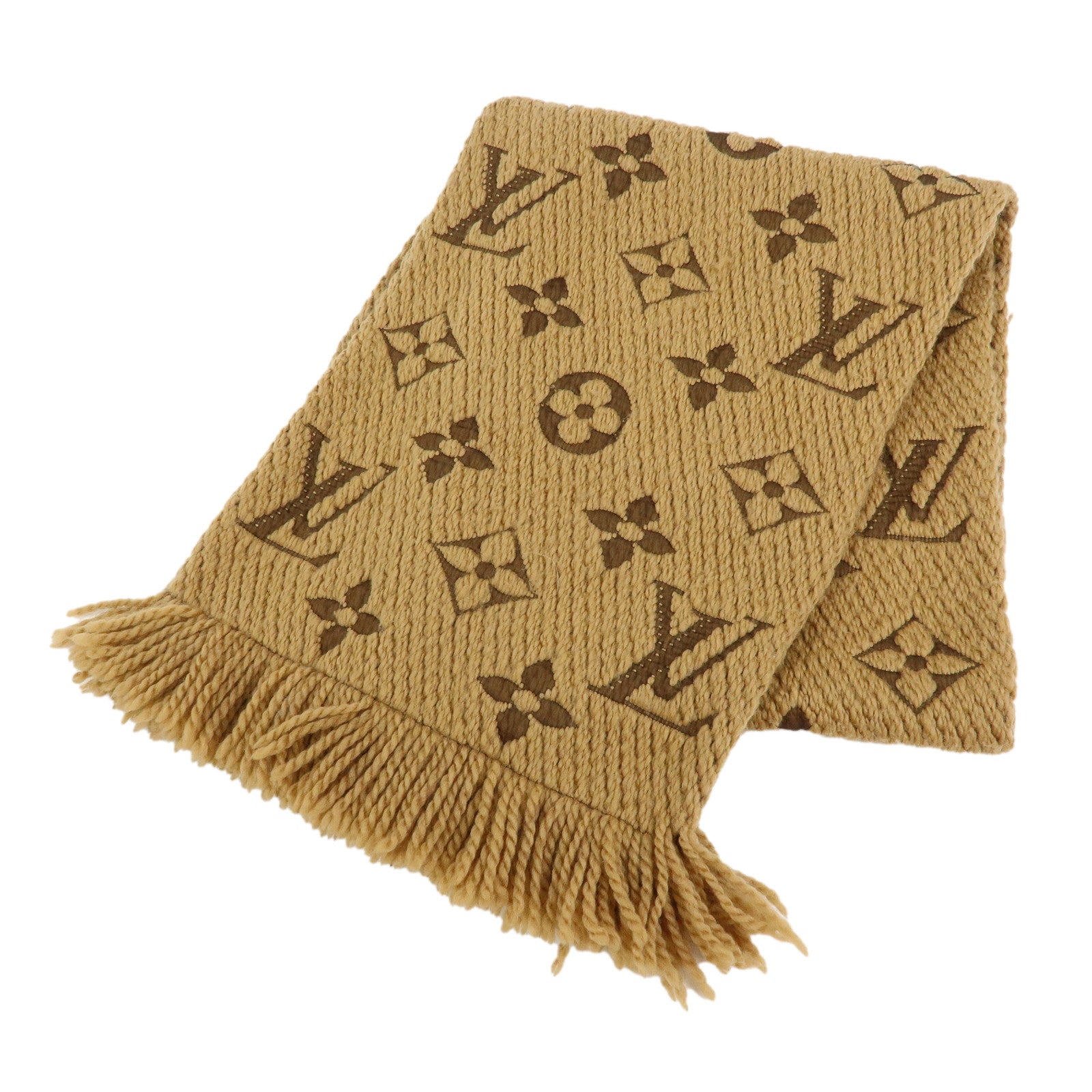 Louis Vuitton Monogram Echarpe Logomania Wool Scarf Camel 413287