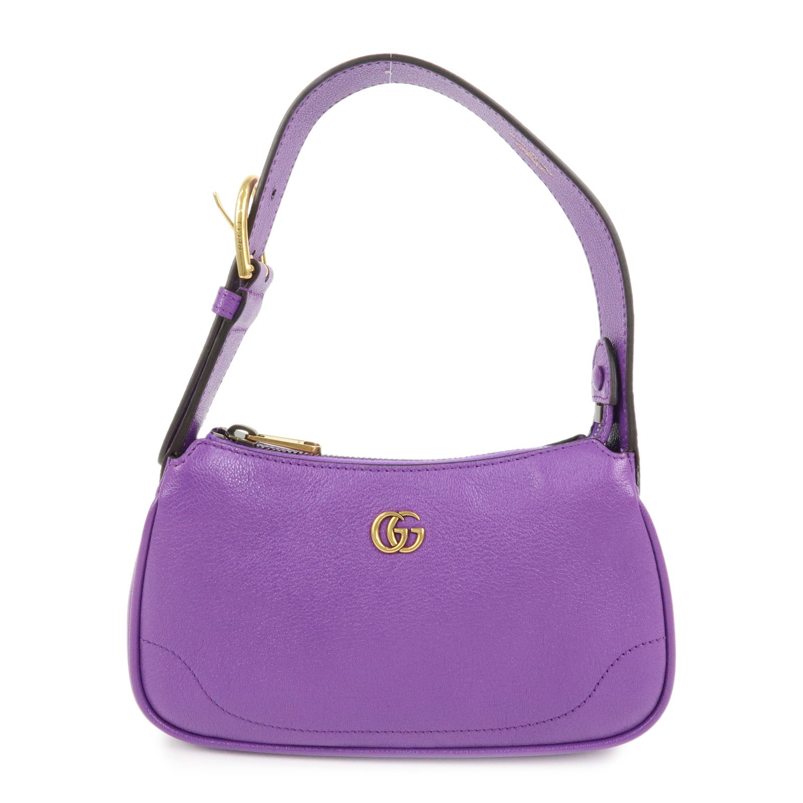 GUCCI GG Marmont Aphrodite Leather Small Hand Bag Purple 739076