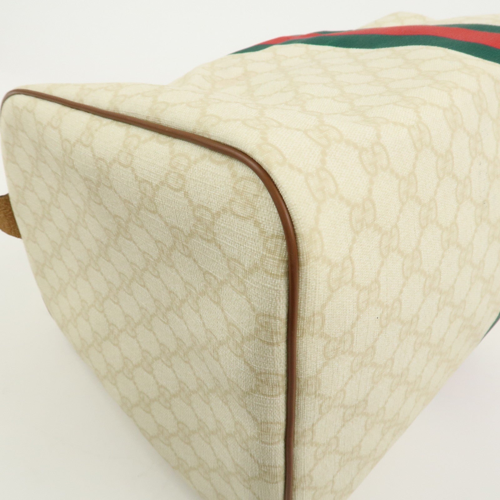 GUCCI Sherry GG Supreme Leather Boston Bag Ivory 189688