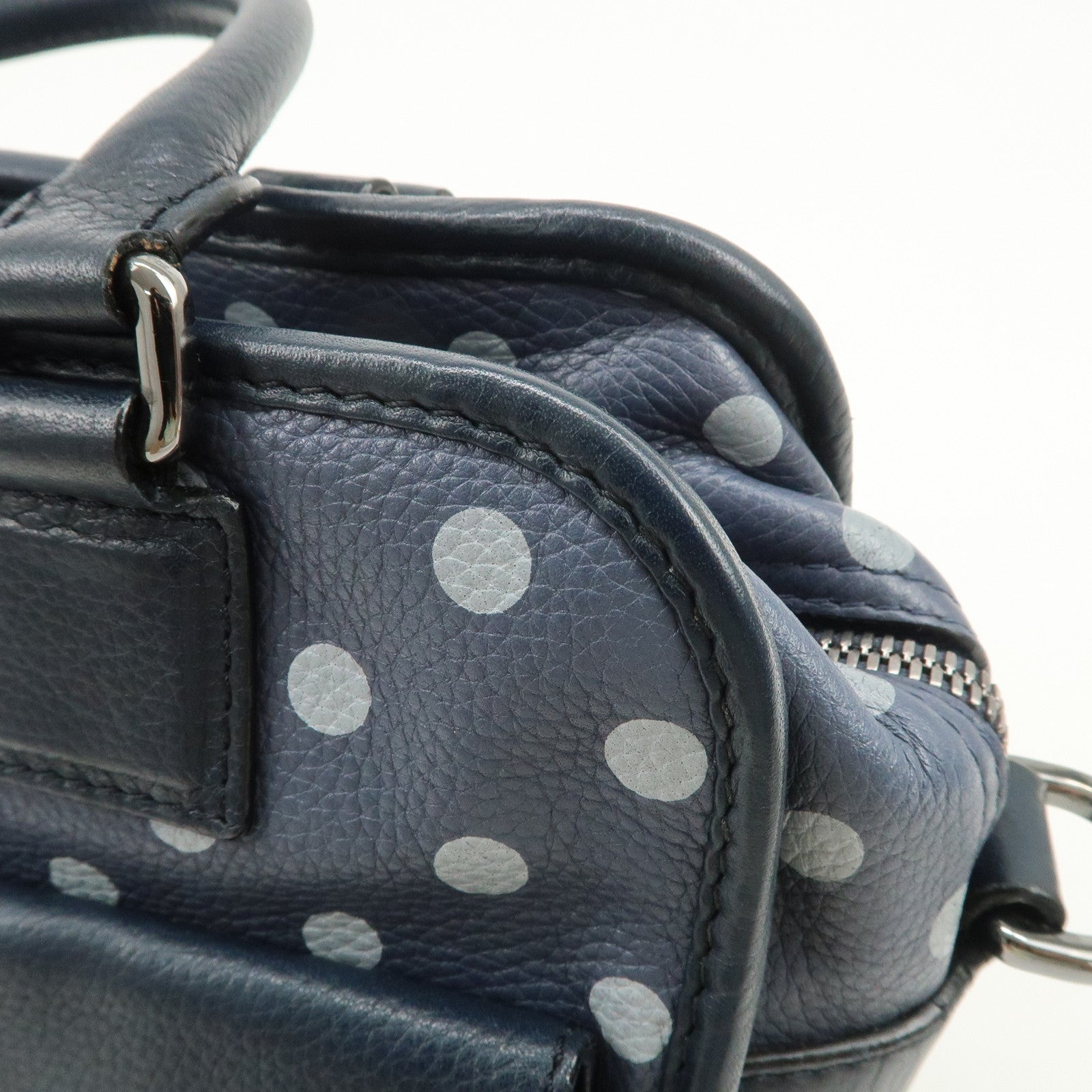 LOEWE Amazona Cruz Leather 2Way Bag Hand Bag Shoulder Bag Navy