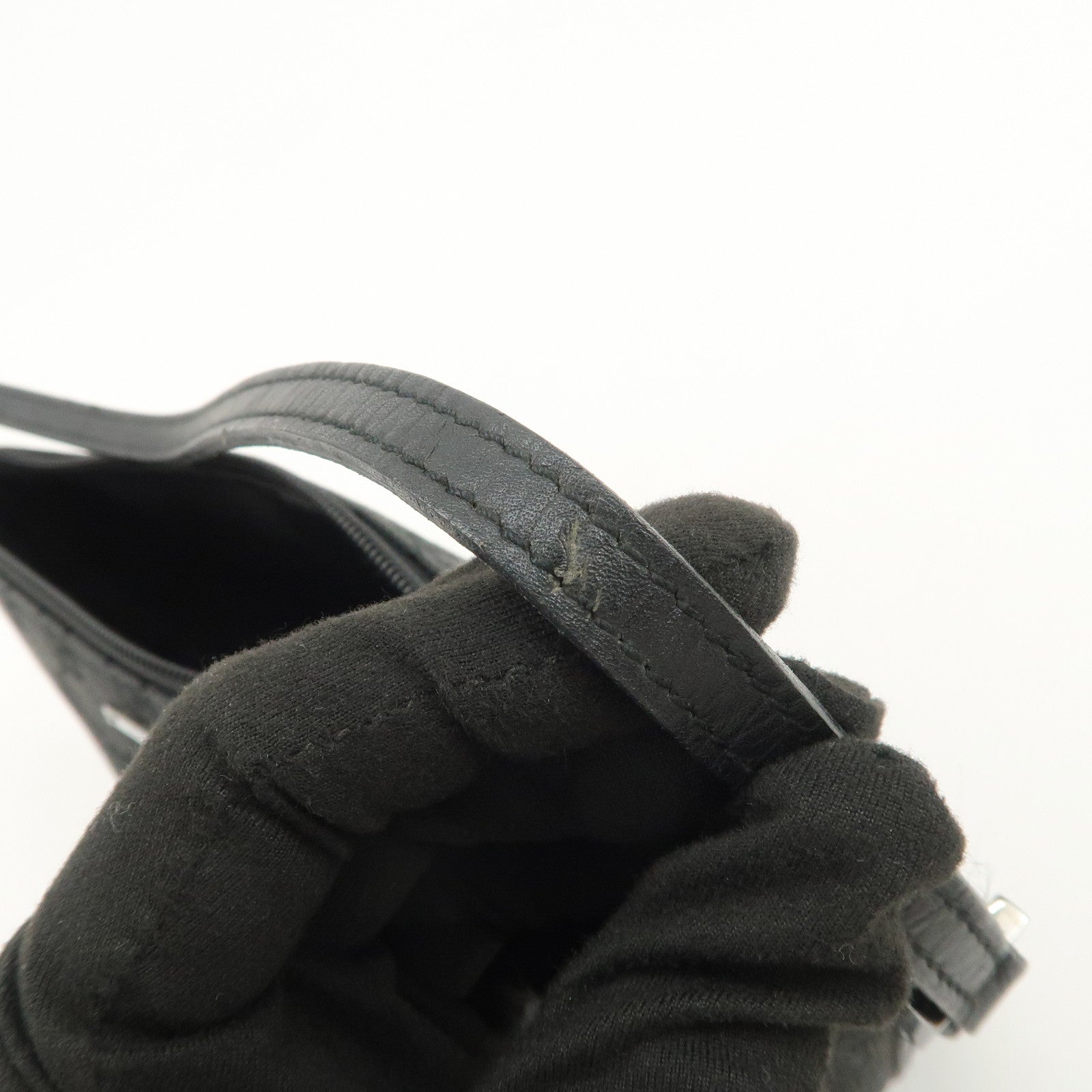 GUCCI Logo GG Canvas Leather Boat Bag Hand Bag Black 07198