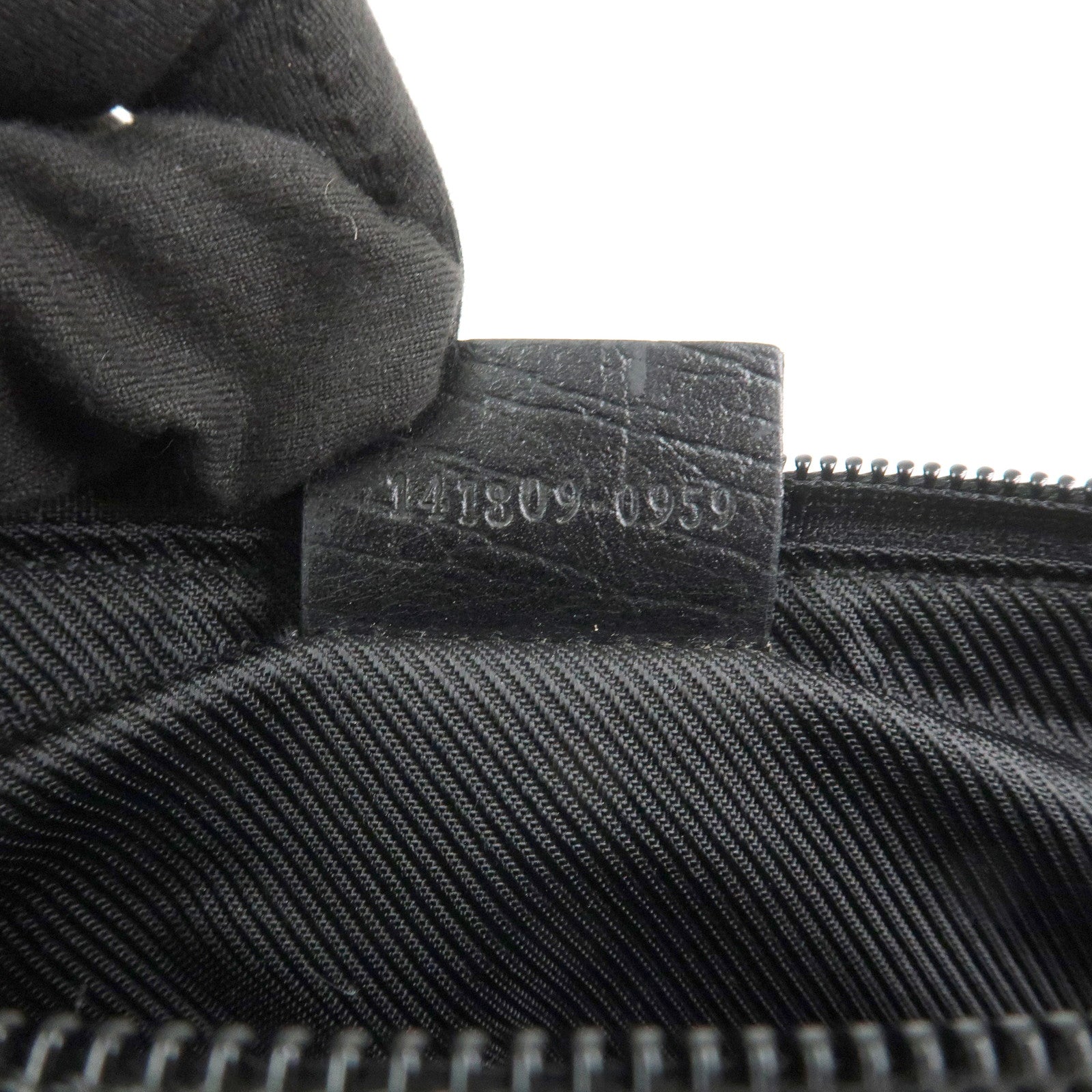 GUCCI Boat Bag Sherry GG Canvas Leather Hand Bag Black 141809