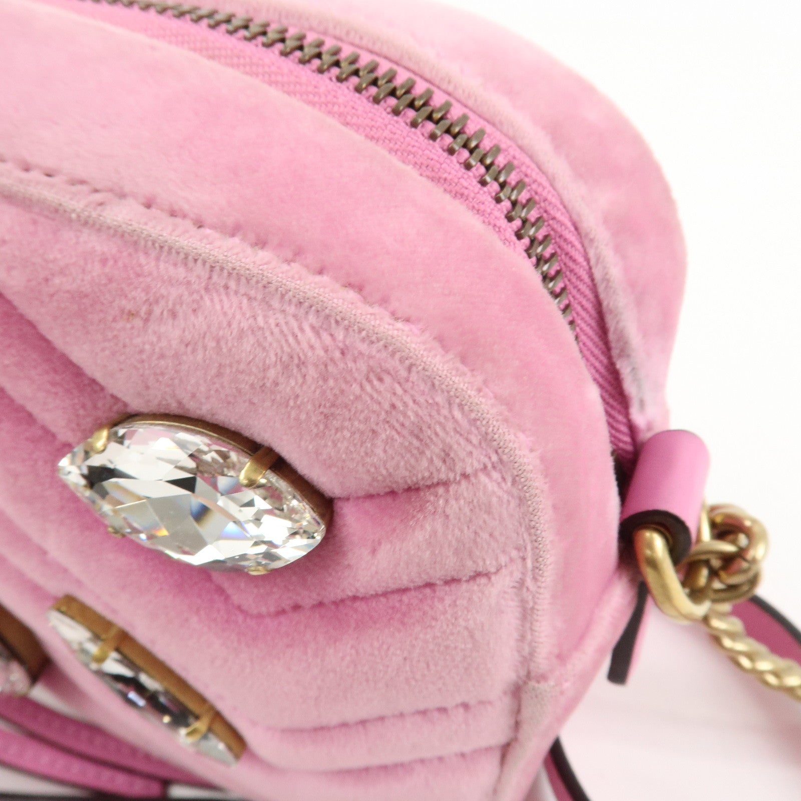 GUCCI GG Marmont Velour Shoulder Bag Corssbody Bag Pink 448065