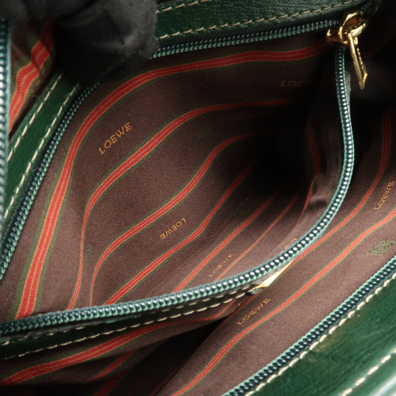 LOEWE Velazquez Suede Leather Clutch Bag Green Blue Gold HDW