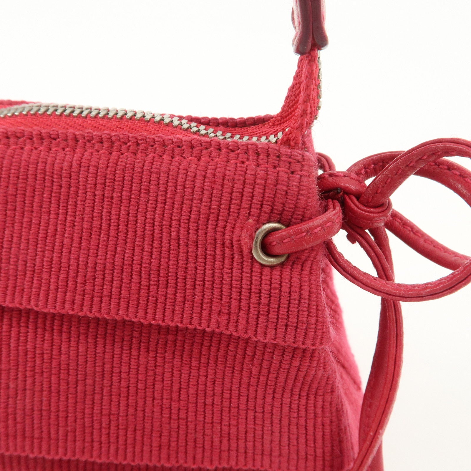 Ferragamo Logo Canvas Leather Shoulder Bag Hand Bag Pink