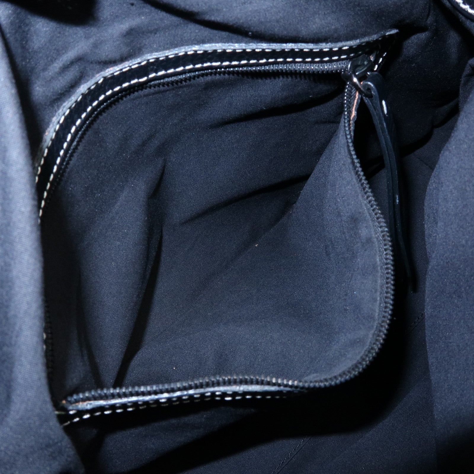 TOD'S Logo Stitches Leather Shoulder Bag Hand Bag Black