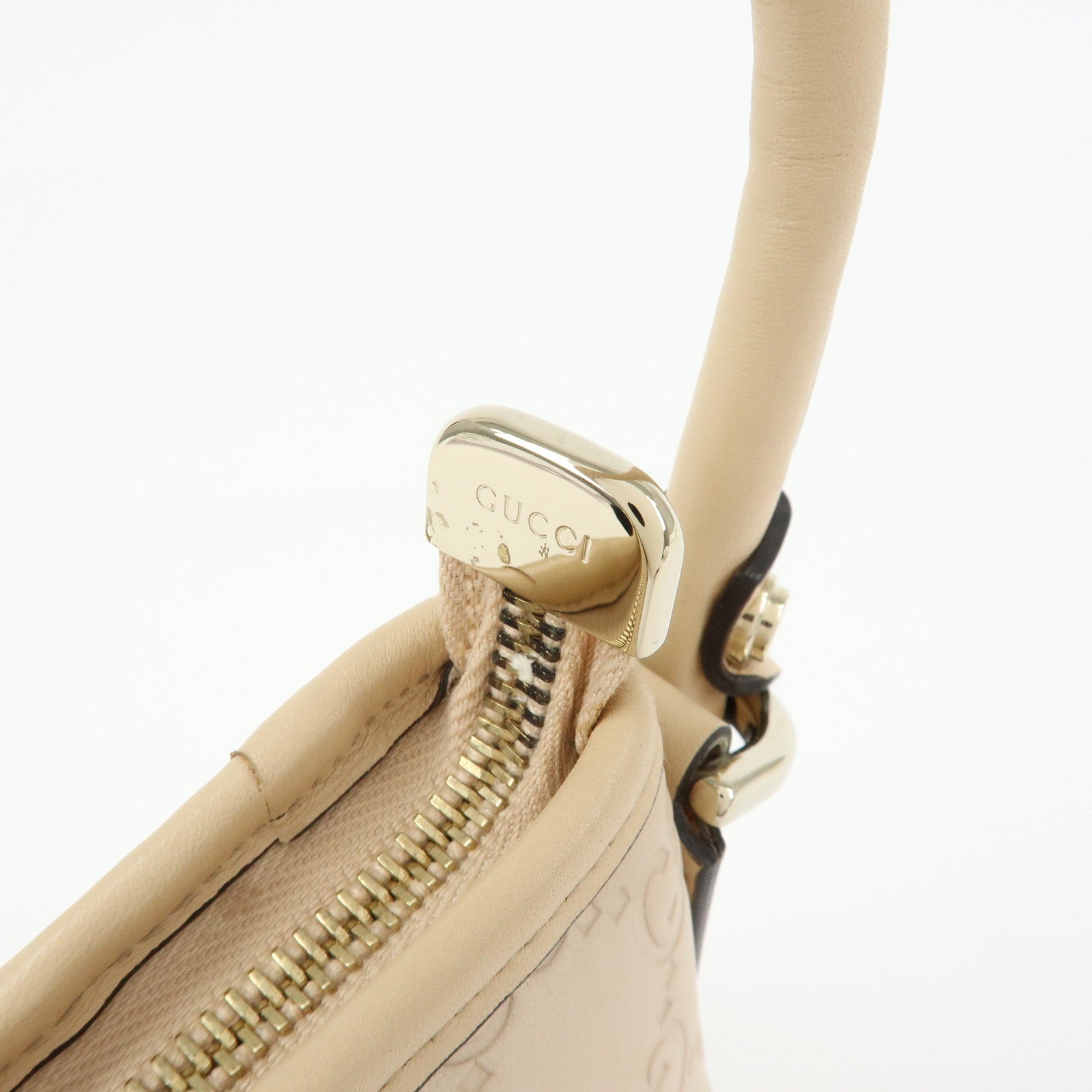 GUCCI Abbey Guccissima Leather Hand Bag Shoulder Bag Beige 130939