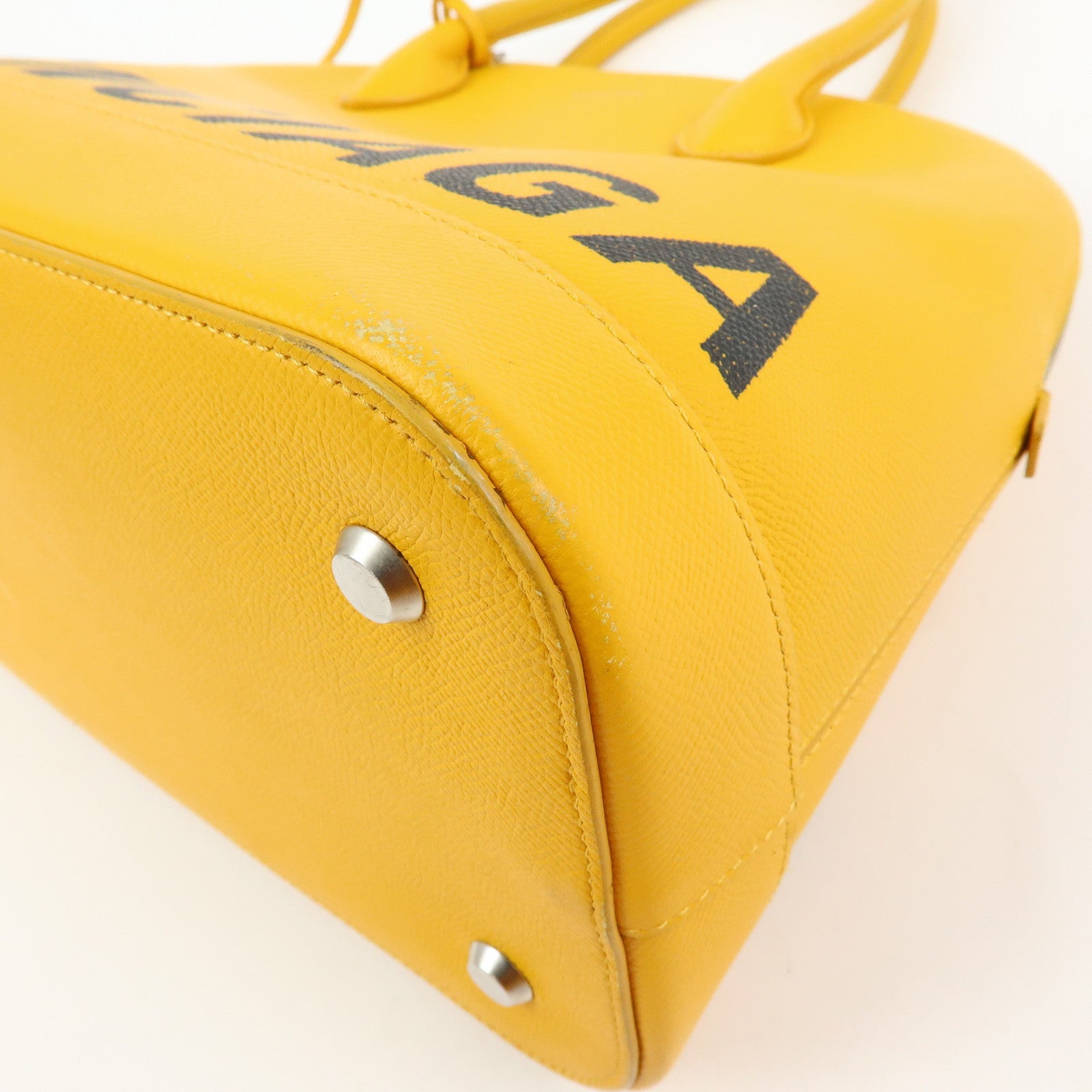 BALENCIAGA Ville Top Handle Leather 2Way Bag Hand Bag Yellow
