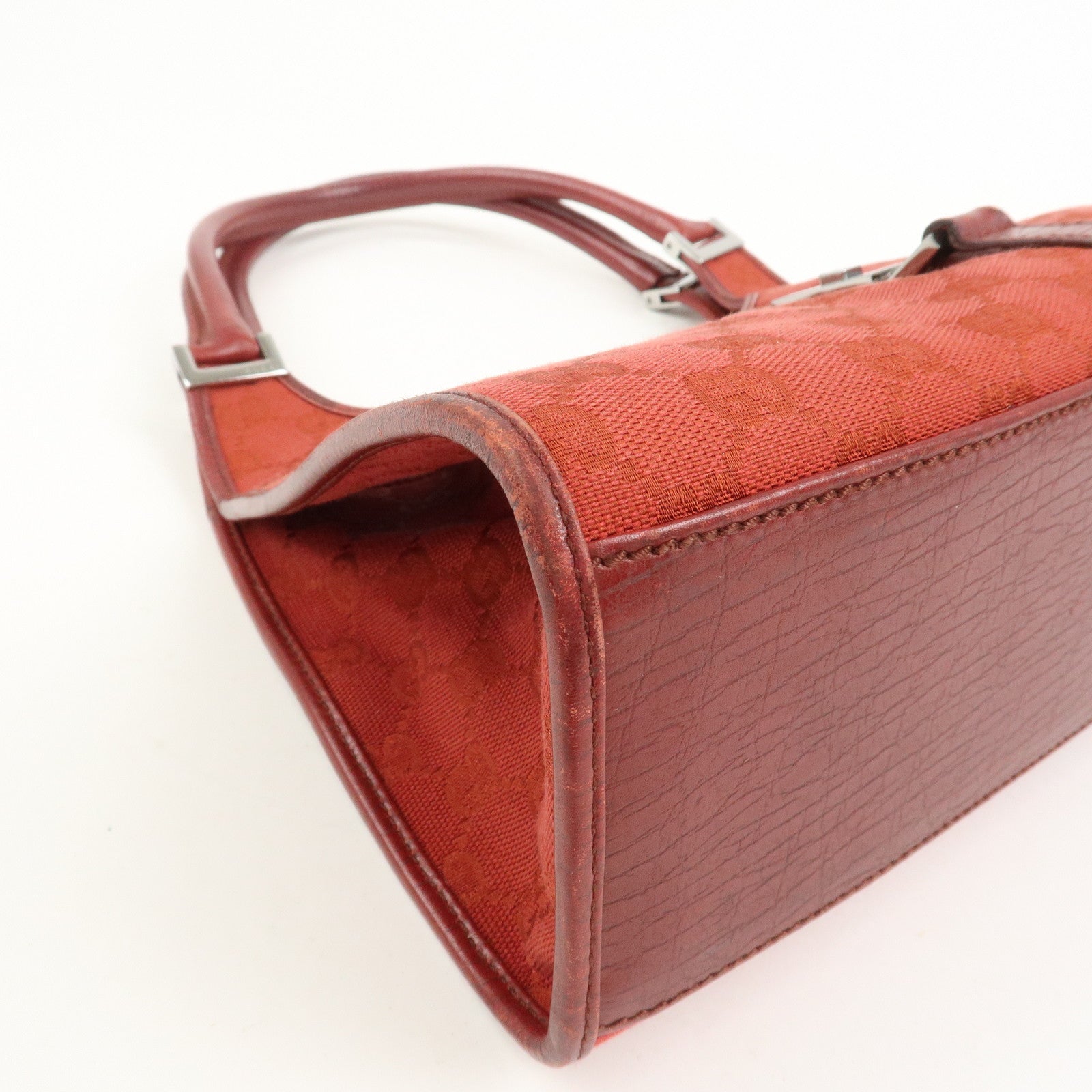 GUCCI Jackie GG Canvas Leather Shoulder Bag Hand Bag Red 01719