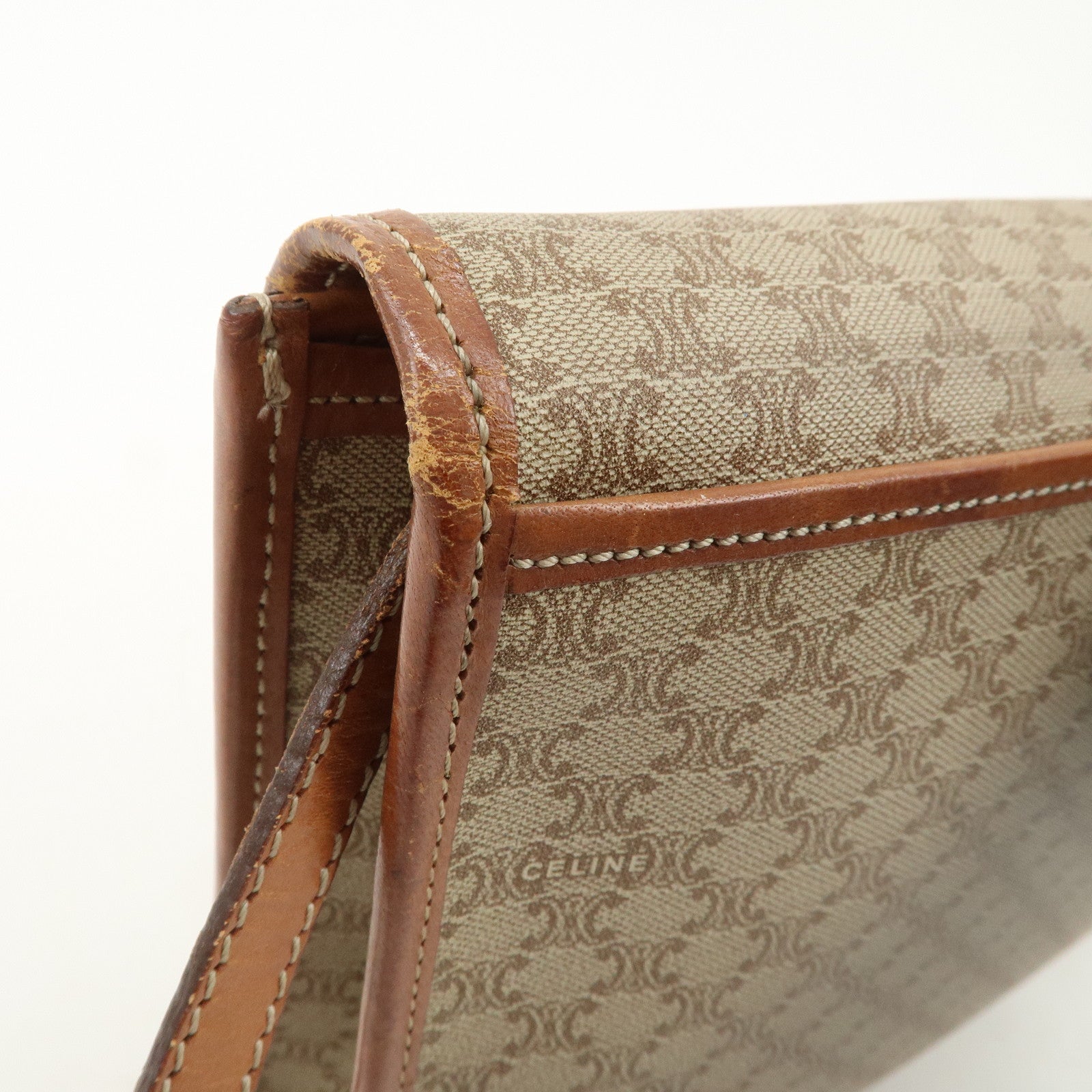 CELINE Macadam PVC Leather 2Way Bag Shoulder Bag Beige
