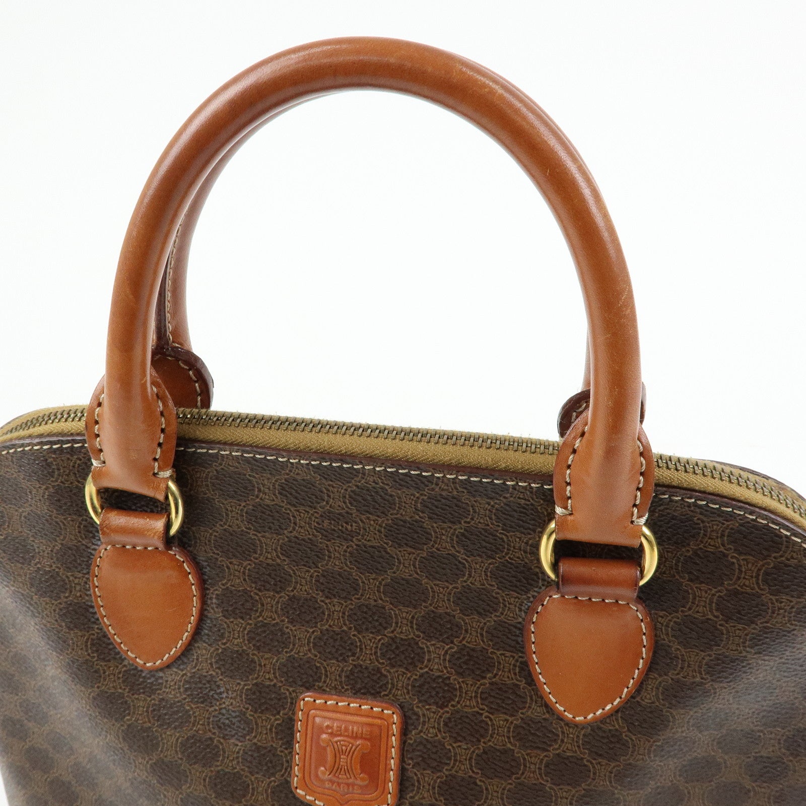 CELINE Macadam PVC Leather Hand Bag Brown