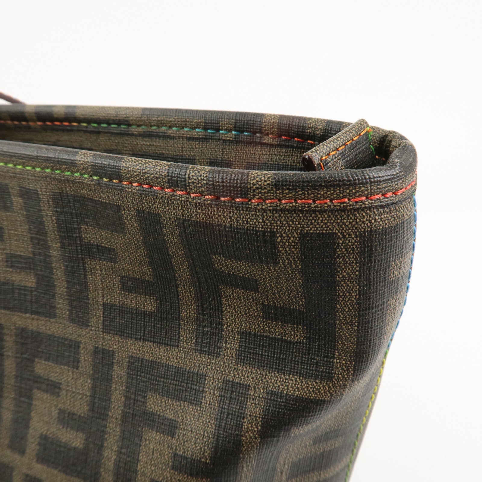 FENDI Zucca PVC Canvas Tote Bag Shoulder Bag Brown Black 8BH199