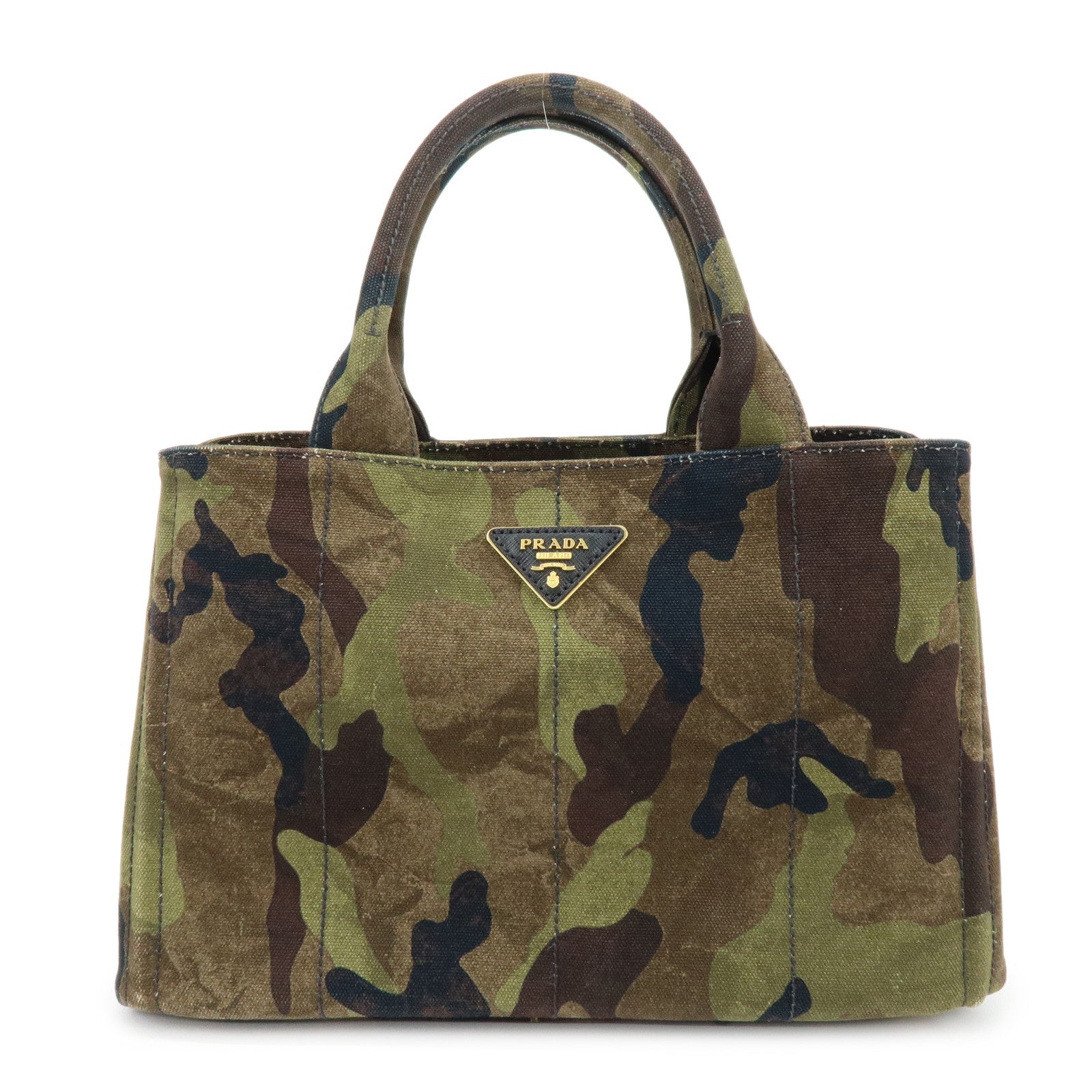 PRADA Triangle Logo Canapa Mini Canvas 2Way Bag Camouflage 1BG439