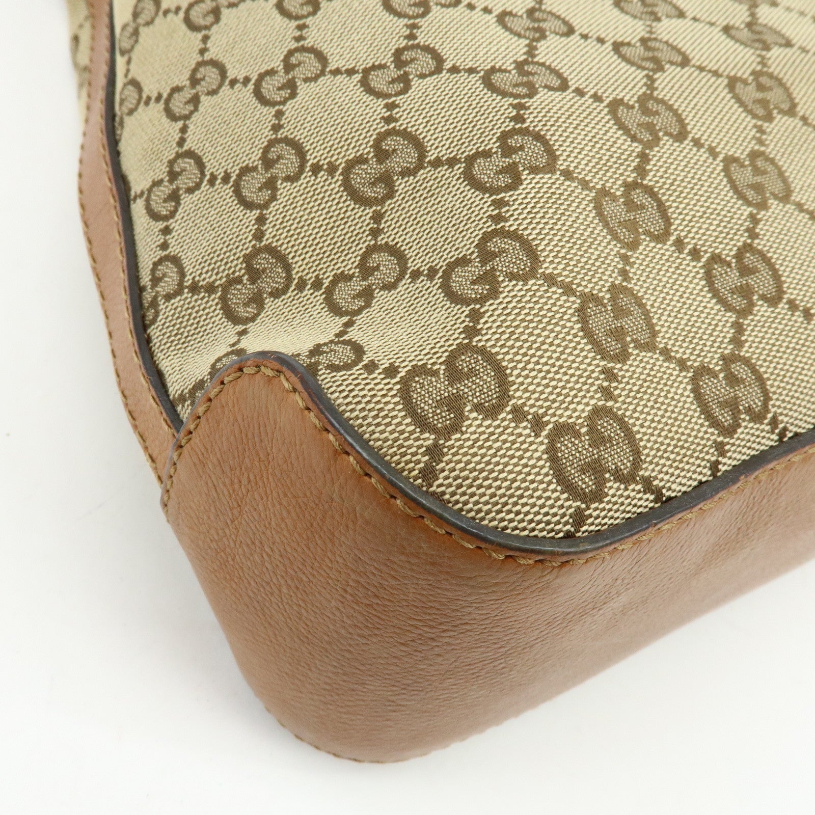 GUCCI Marrakech GG Canvas Leather Shoulder Bag Brown 257026