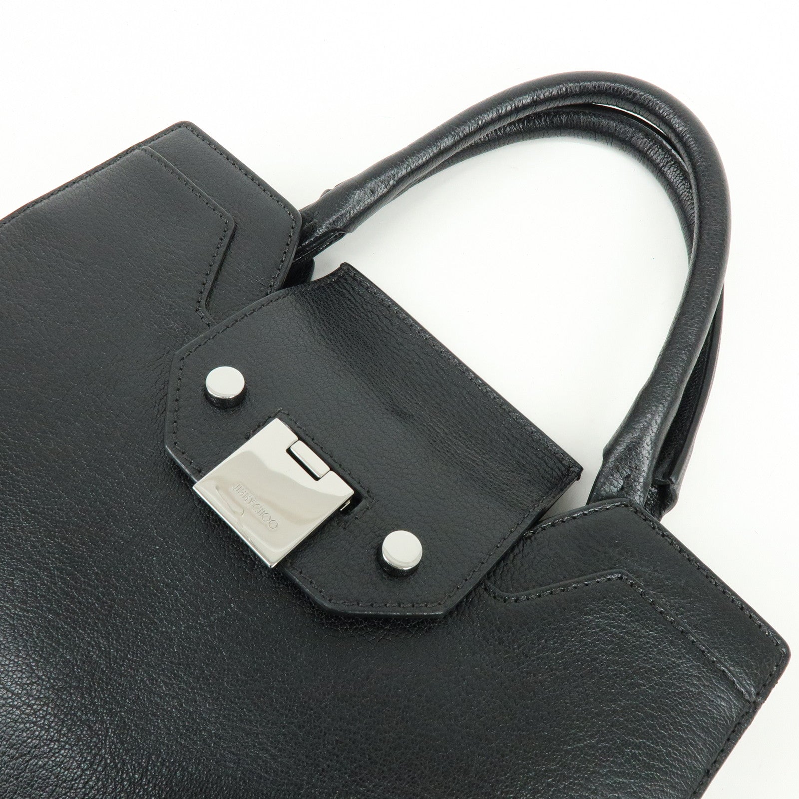 JIMMY CHOO Rebel Bag Leather Hand Bag Black
