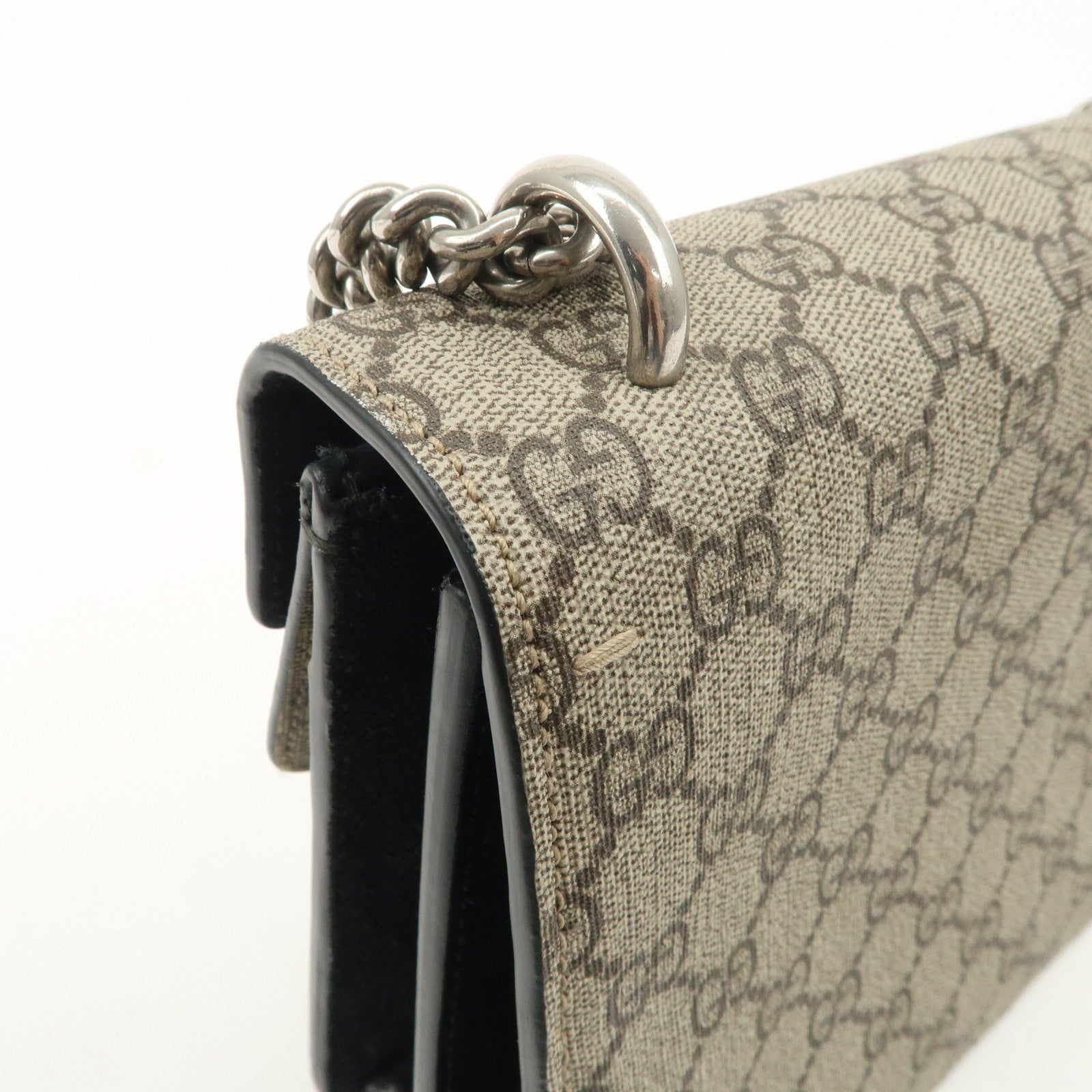 GUCCI Dionysus GG Supreme Suede Chain Shoulder Bag Beige 400249