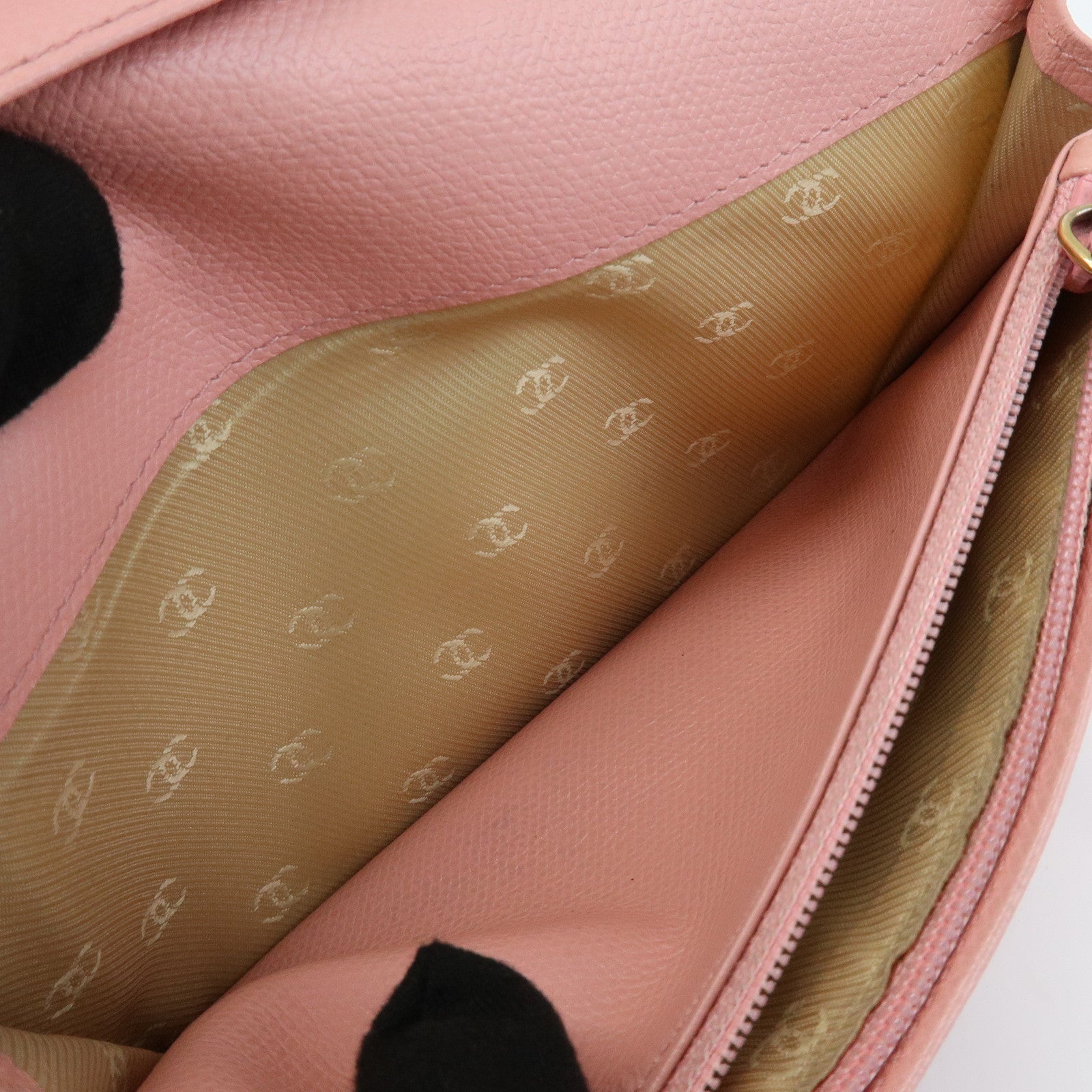 CHANEL COCO Mark Leather Bi-fold Long Wallet Pink