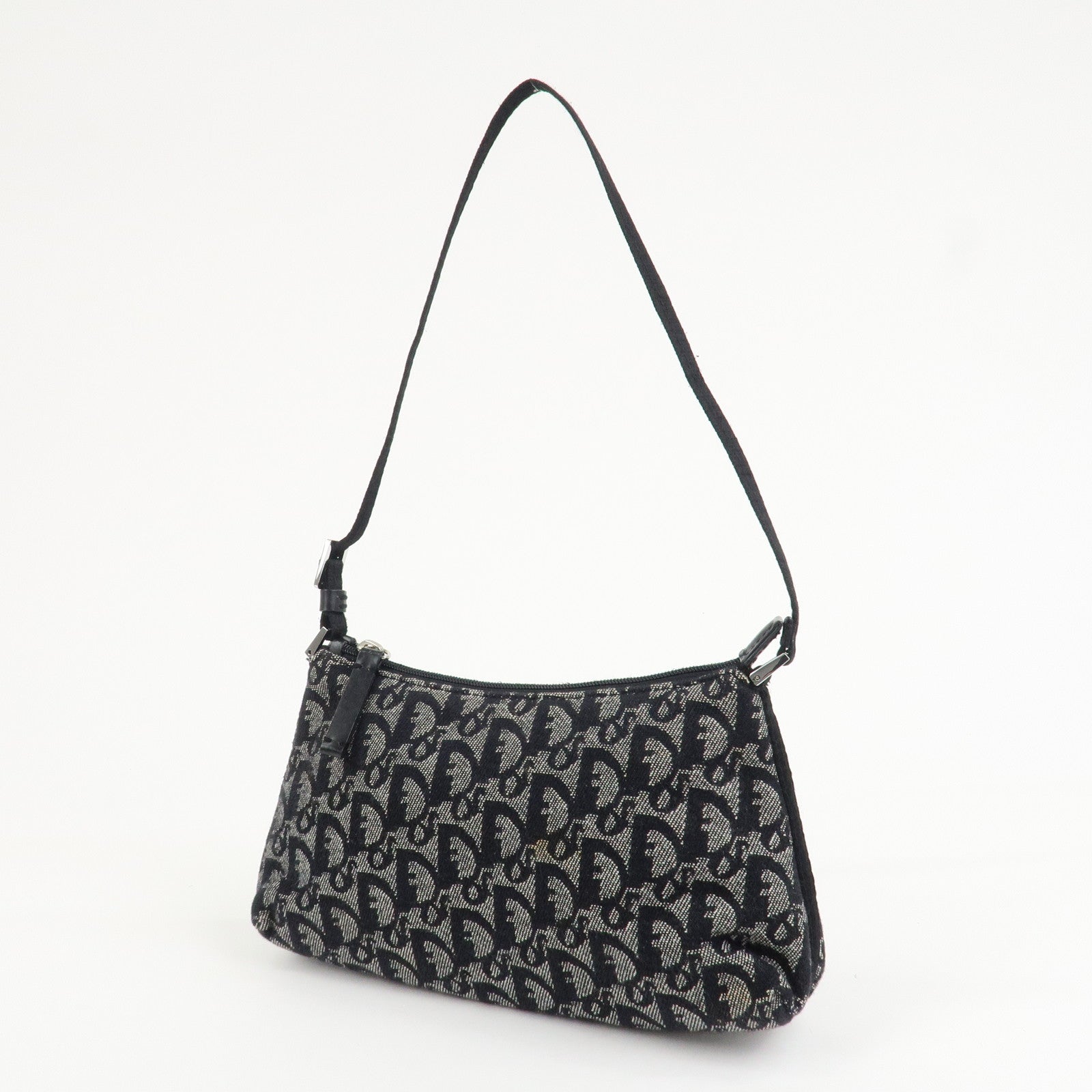 Christian Dior Trotter Canvas Accessory Pouch Hand Bag Navy