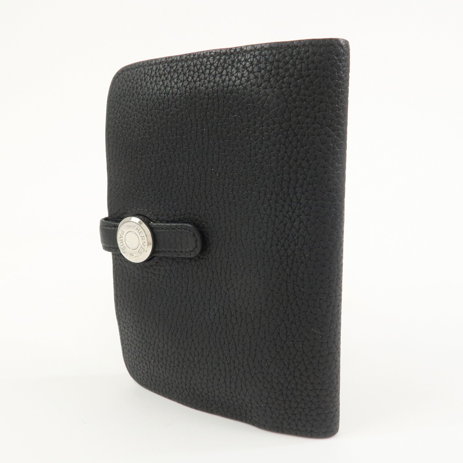HERMES Dogon Togo Leather Compact Wallet Y Stamped Black