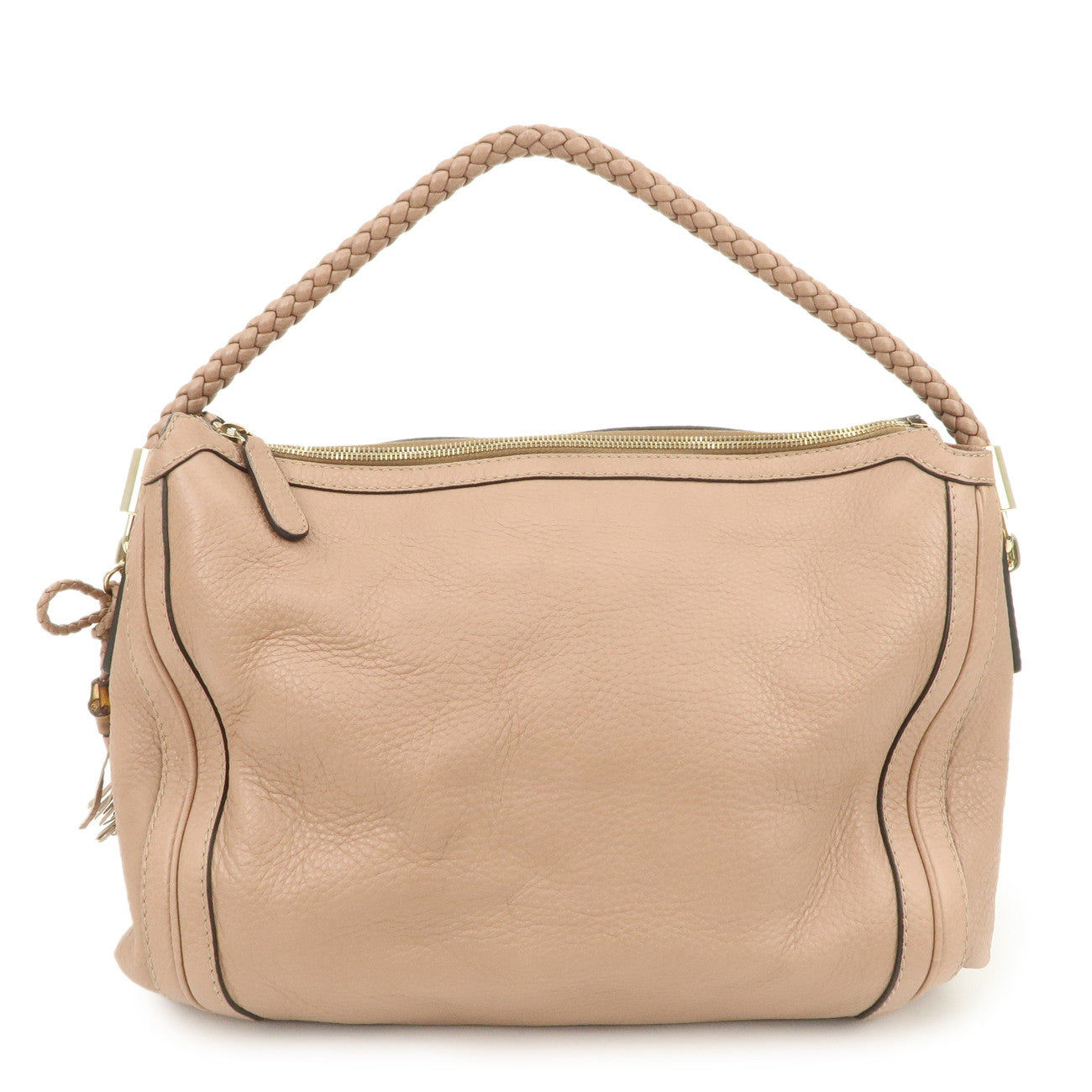 GUCCI Bamboo Leather Shoulder Bag Hand Bag Pink Gold 269949