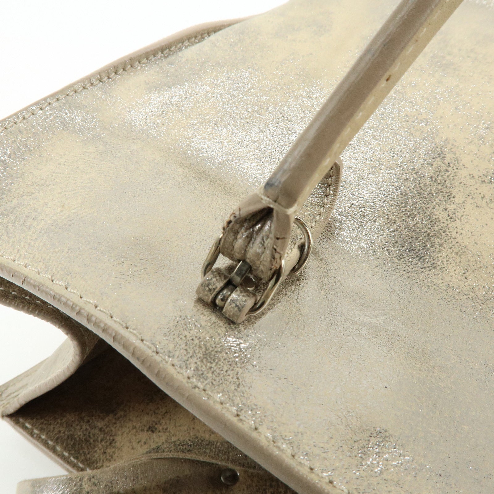 BALENCIAGA The Paper Leather Tote Bag Hand Bag Silver 255412