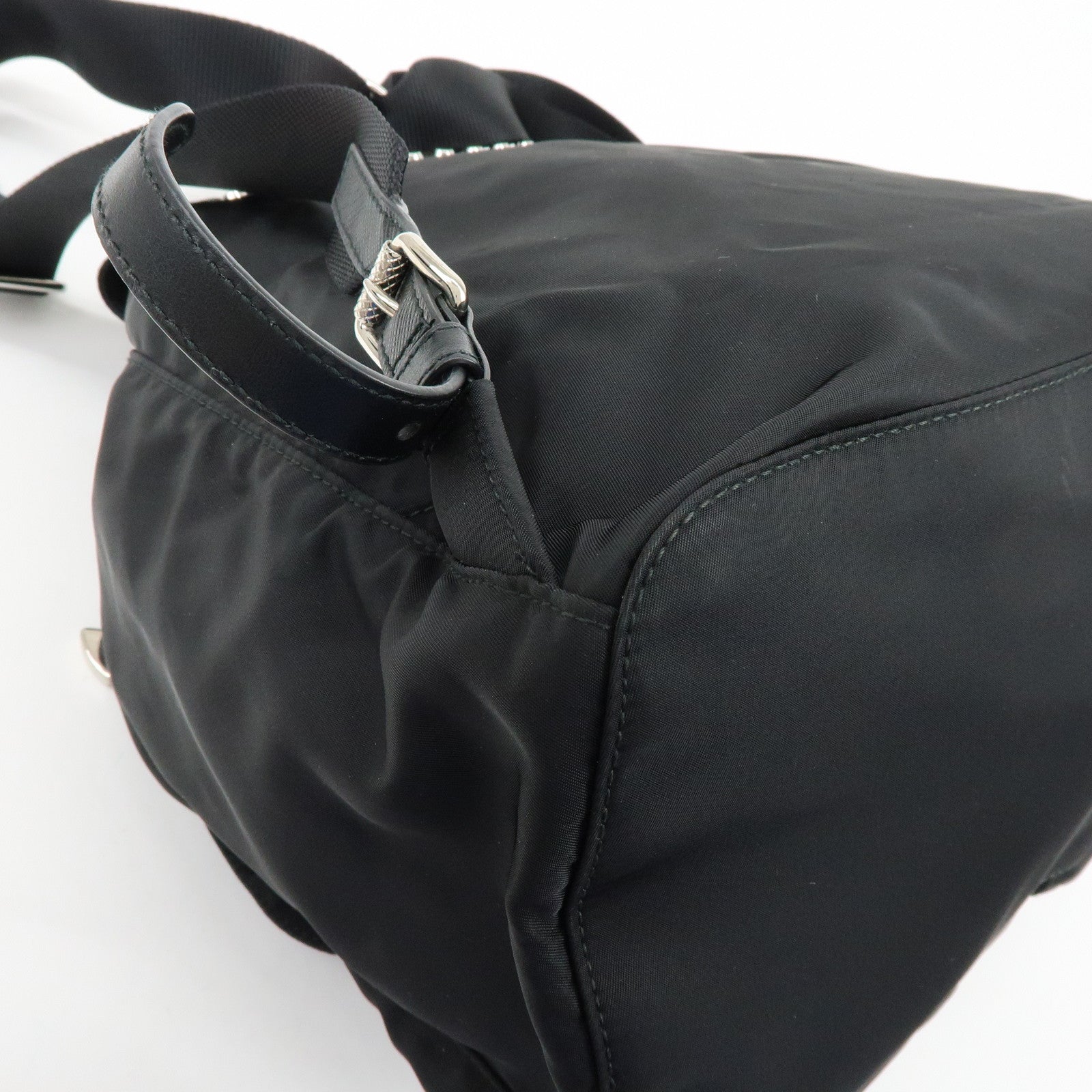 PRADA Triangle Logo Nylon Leather Backpack Studs Black Red1BZ811