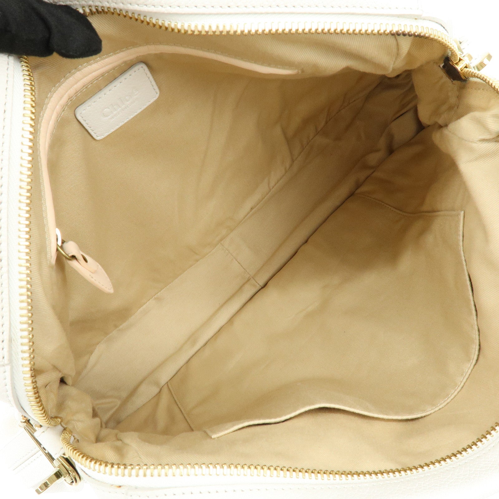 Chloe Paraty Leather 2Way Bag Hand Bag White