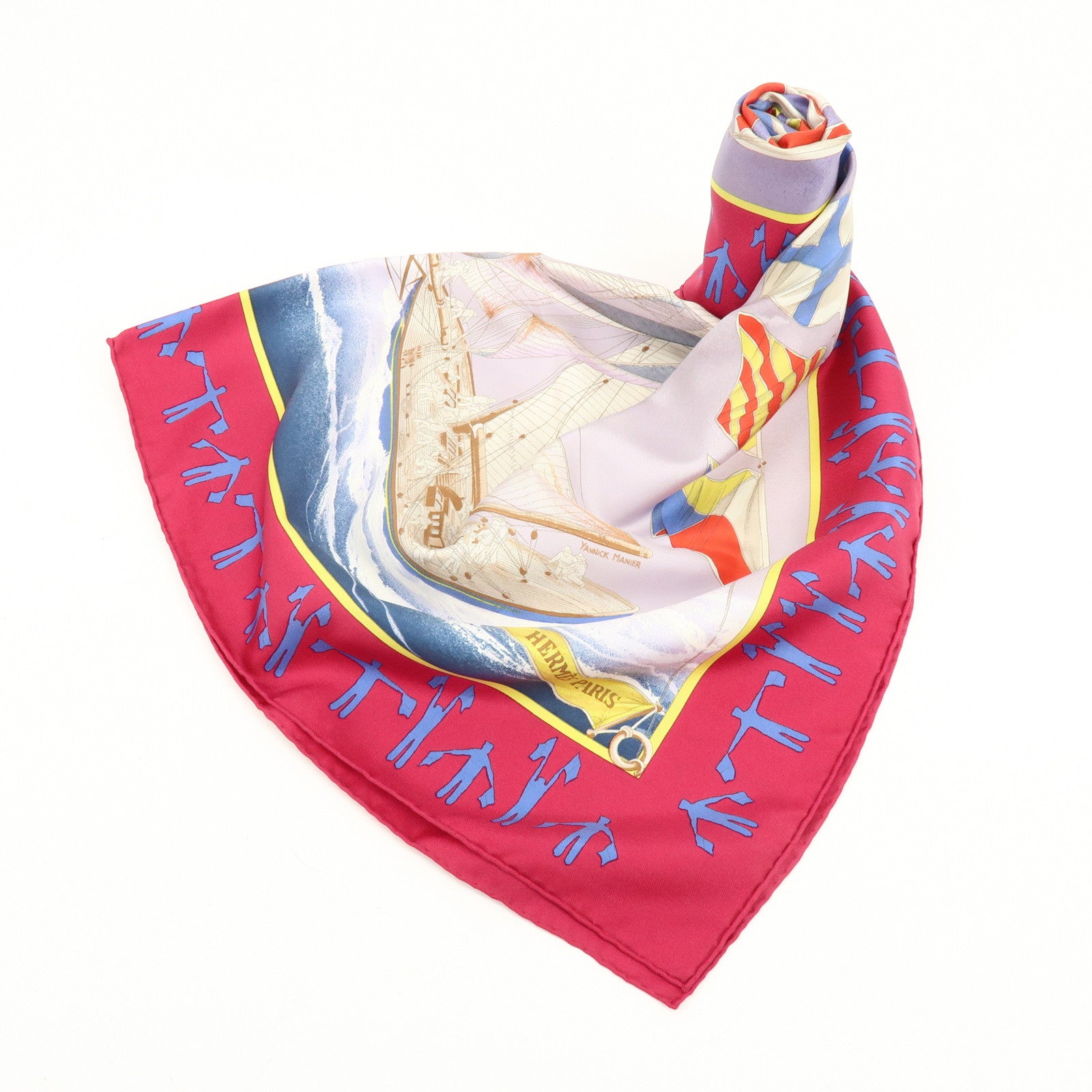 HERMES Carre 90 Silk 100% EN COURSE Scarf Purple