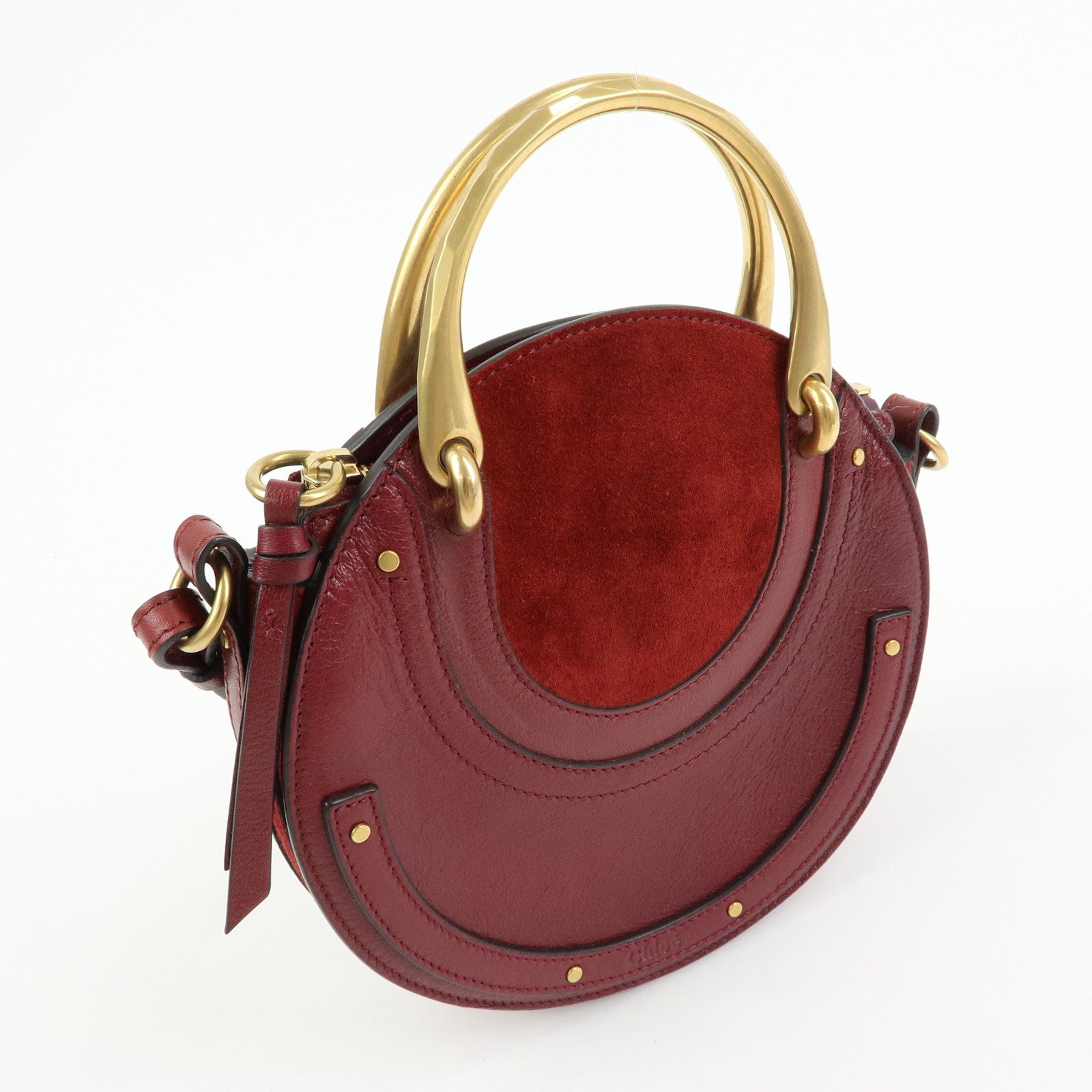 Chloe Pixie Leather Suede 2Way Bag Hand Bag Shoulder Bag Bordeaux