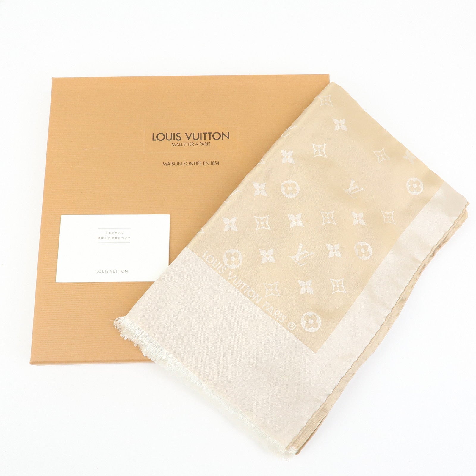 Louis Vuitton Echarpe Capri Silk 100% Scarf Beige M71051