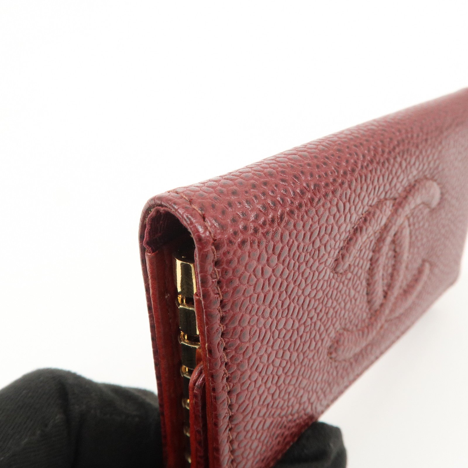 CHANEL COCO Mark Caviarskin 6 Rings Key Case Key Holder A13502