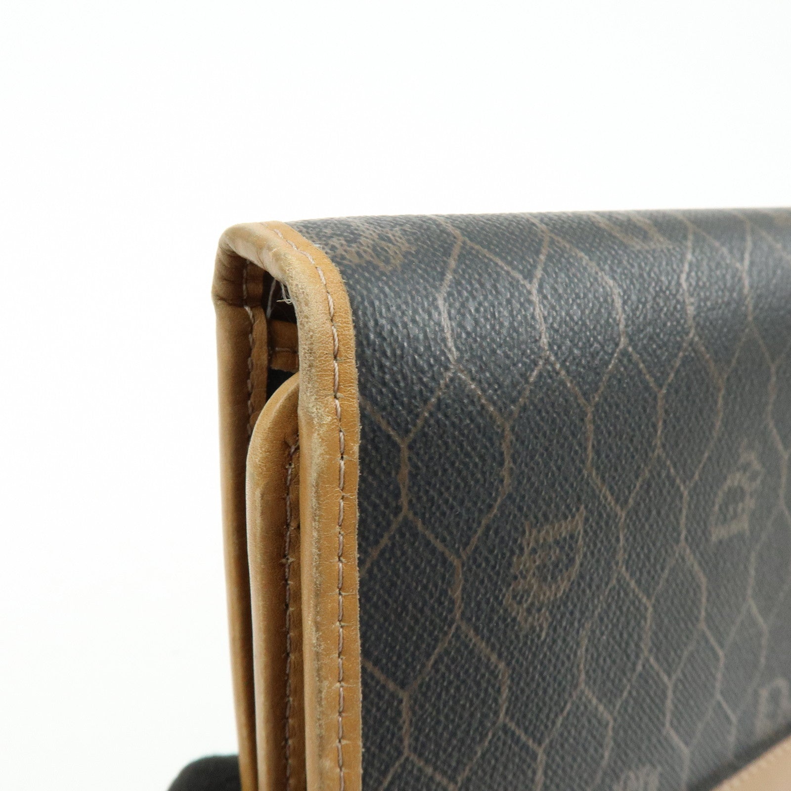 Christian Dior Honeycomb PVC Leather Chain Shoulder Bag Brown
