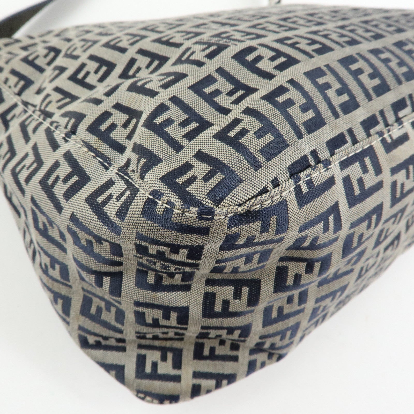 FENDI Zucchino Mamma Baguette Canvas Leather Shoulder Bag 26325 Auth Used F/S