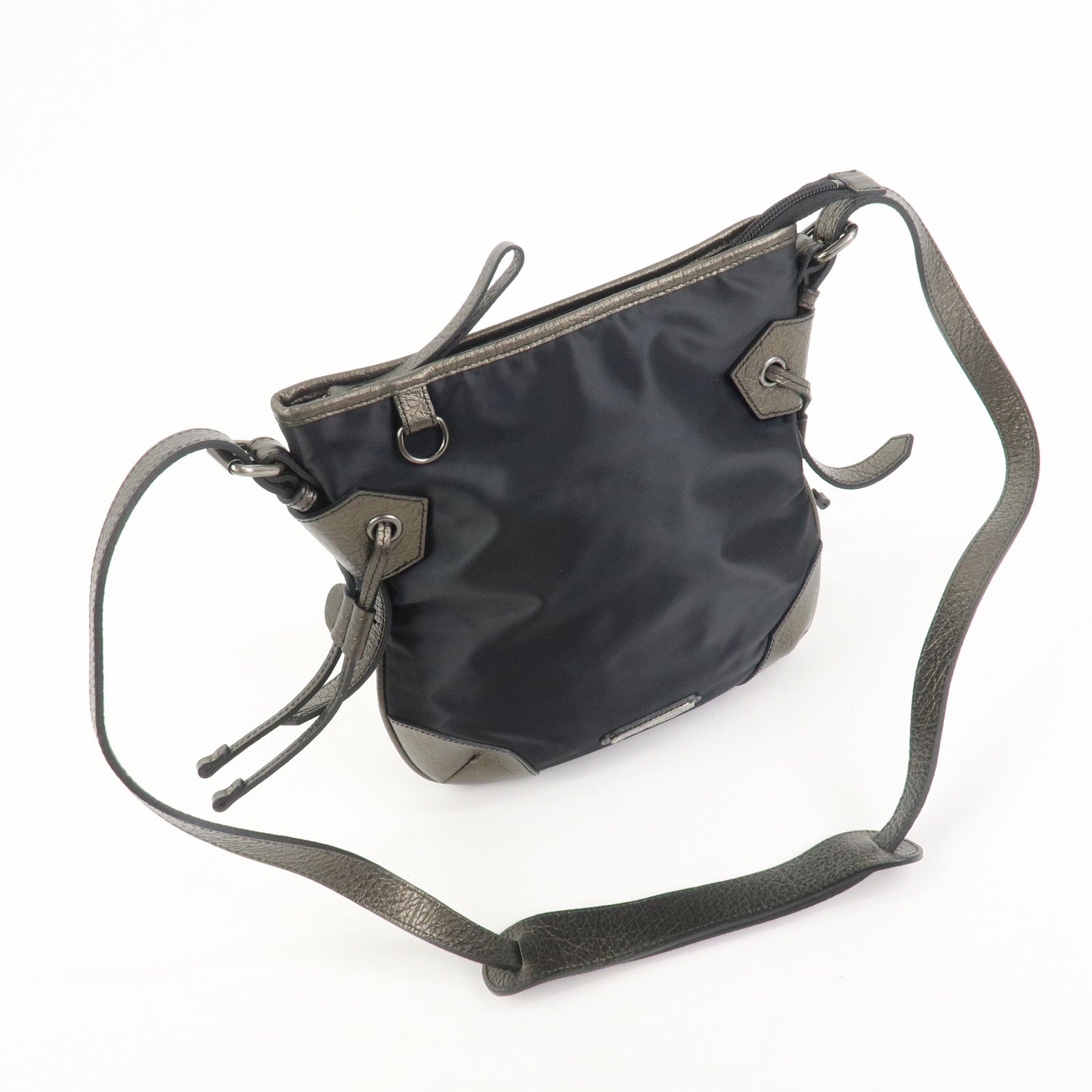 BURBERRY Nylon Leather Shoulder Bag Crossbody Bag Black Bronze