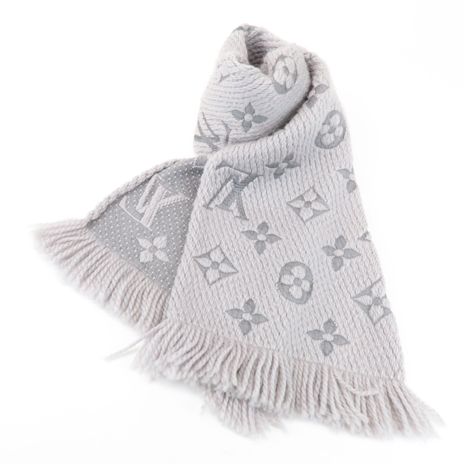 Louis Vuitton Monogram Escharp Logomania Scarf Gris Perle M74742