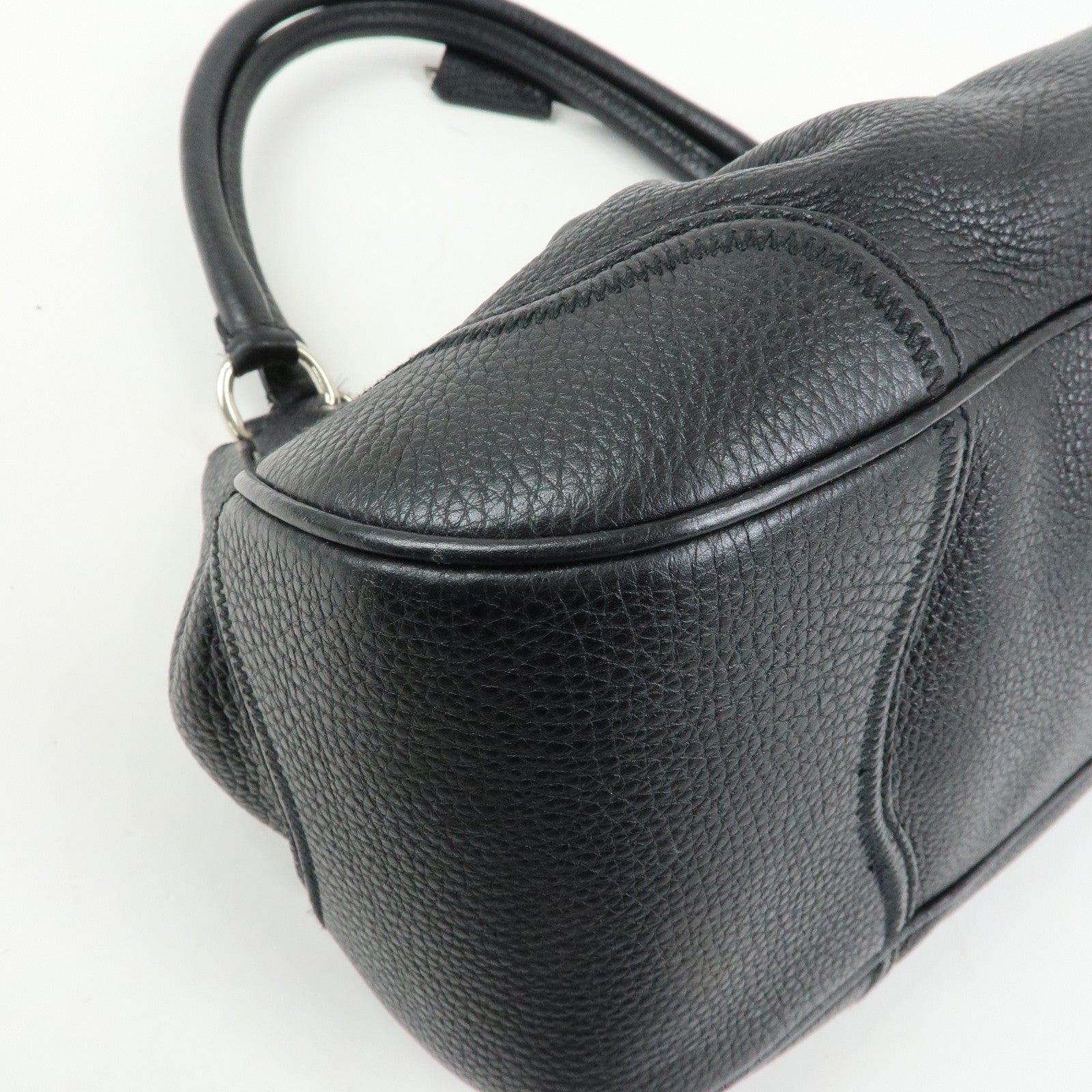 PRADA Sound Lock Leather Shoulder Bag Hand Bag Black B3595