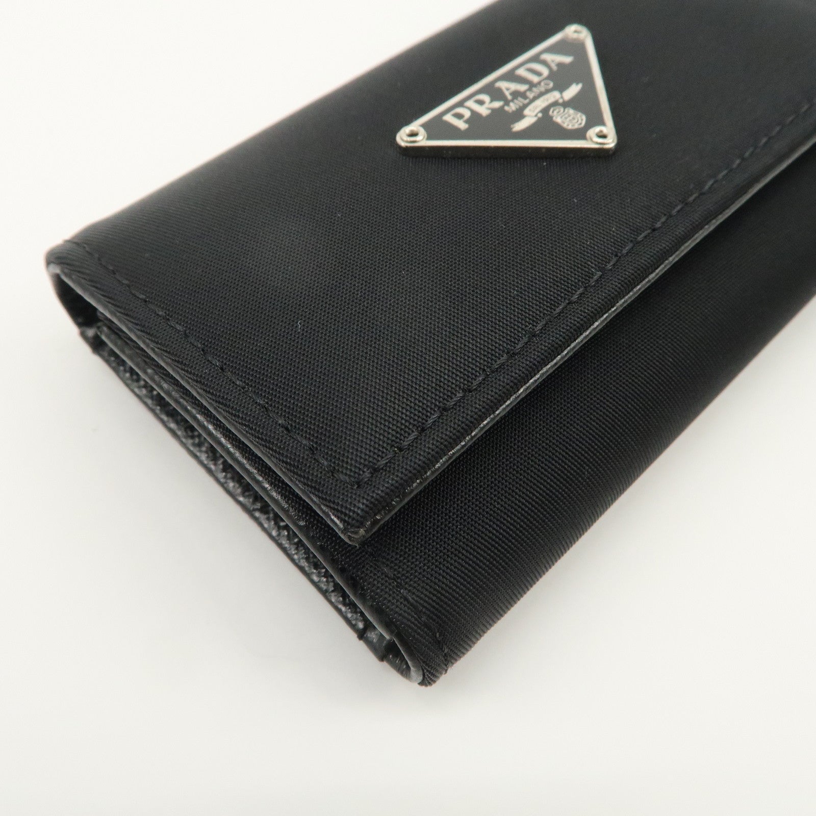 PRADA Nylon Saffiano Leather 6 Rings Key Case Black M222A