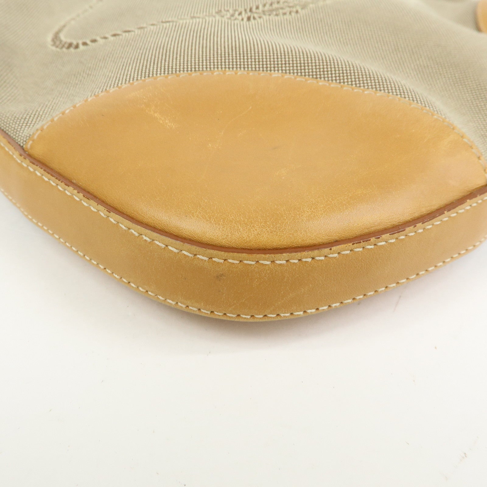 PRADA Logo Jacquard Leather Shoulder Bag Crossbody Bag Camel BT0533