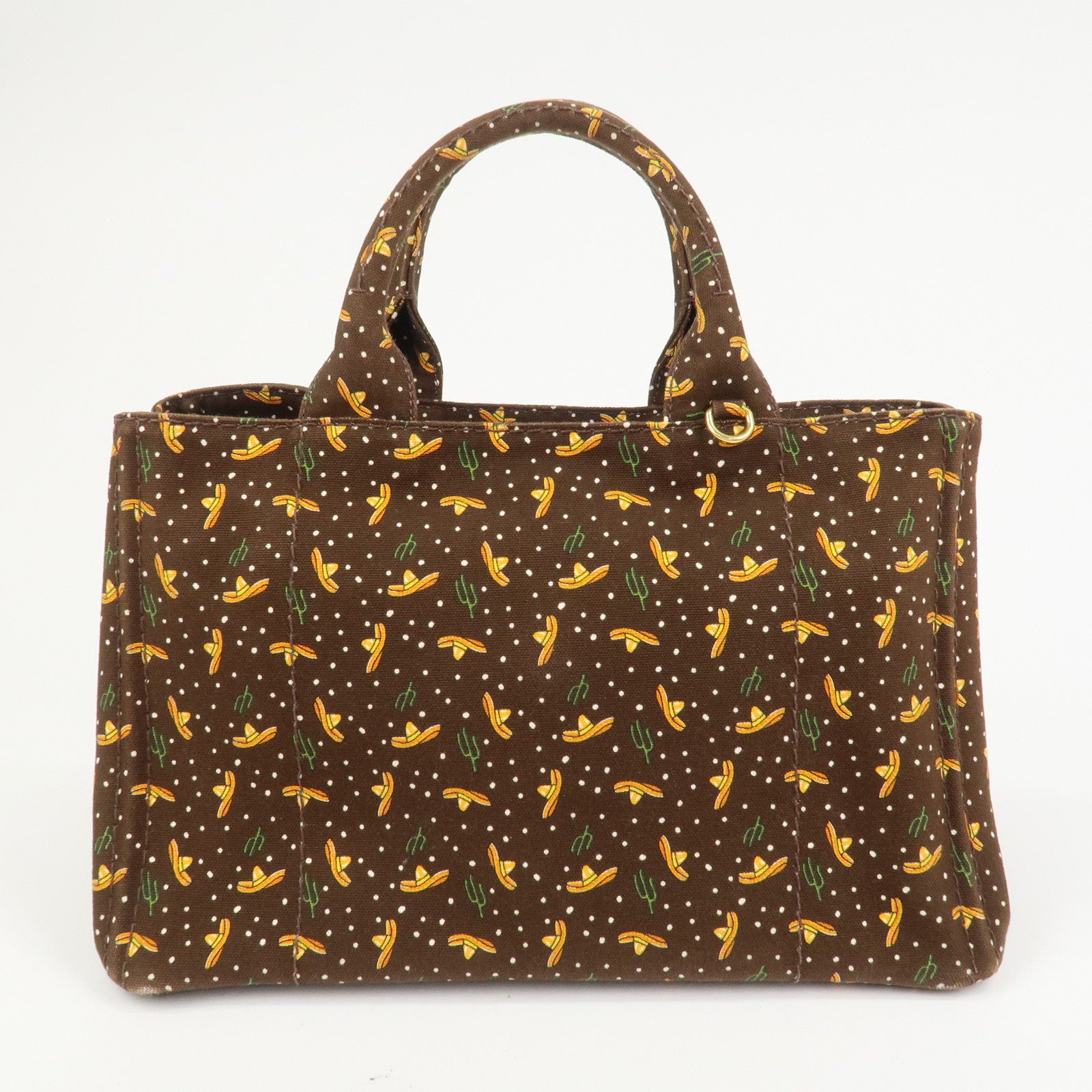 PRADA Canapa Canvas 2Way Bag Hand Bag Shoulder Bag Brown Orange