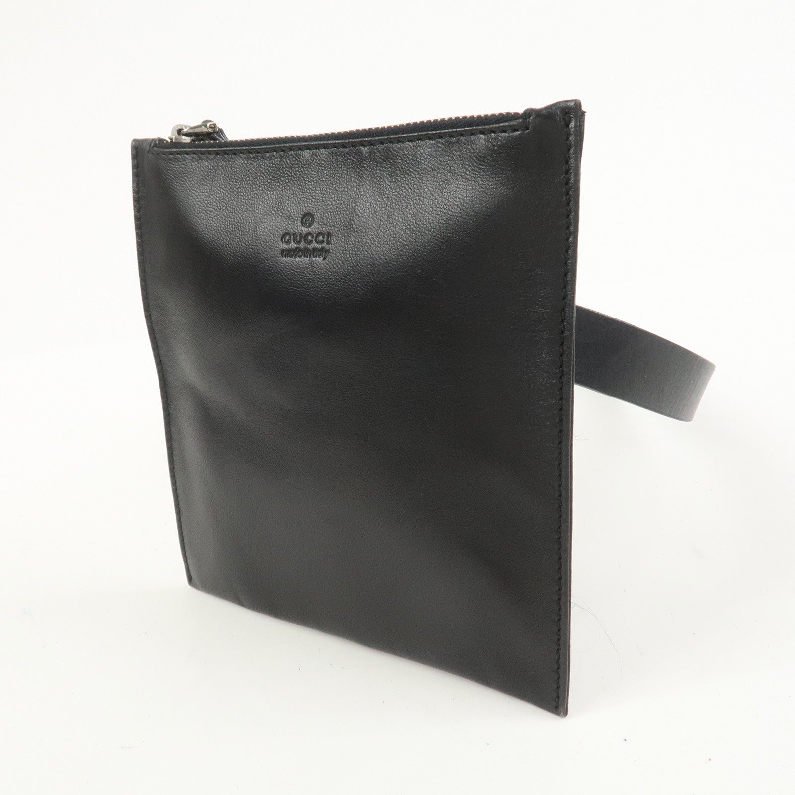 GUCCI Leather Waist Pouch Body Bag Black 037.1312