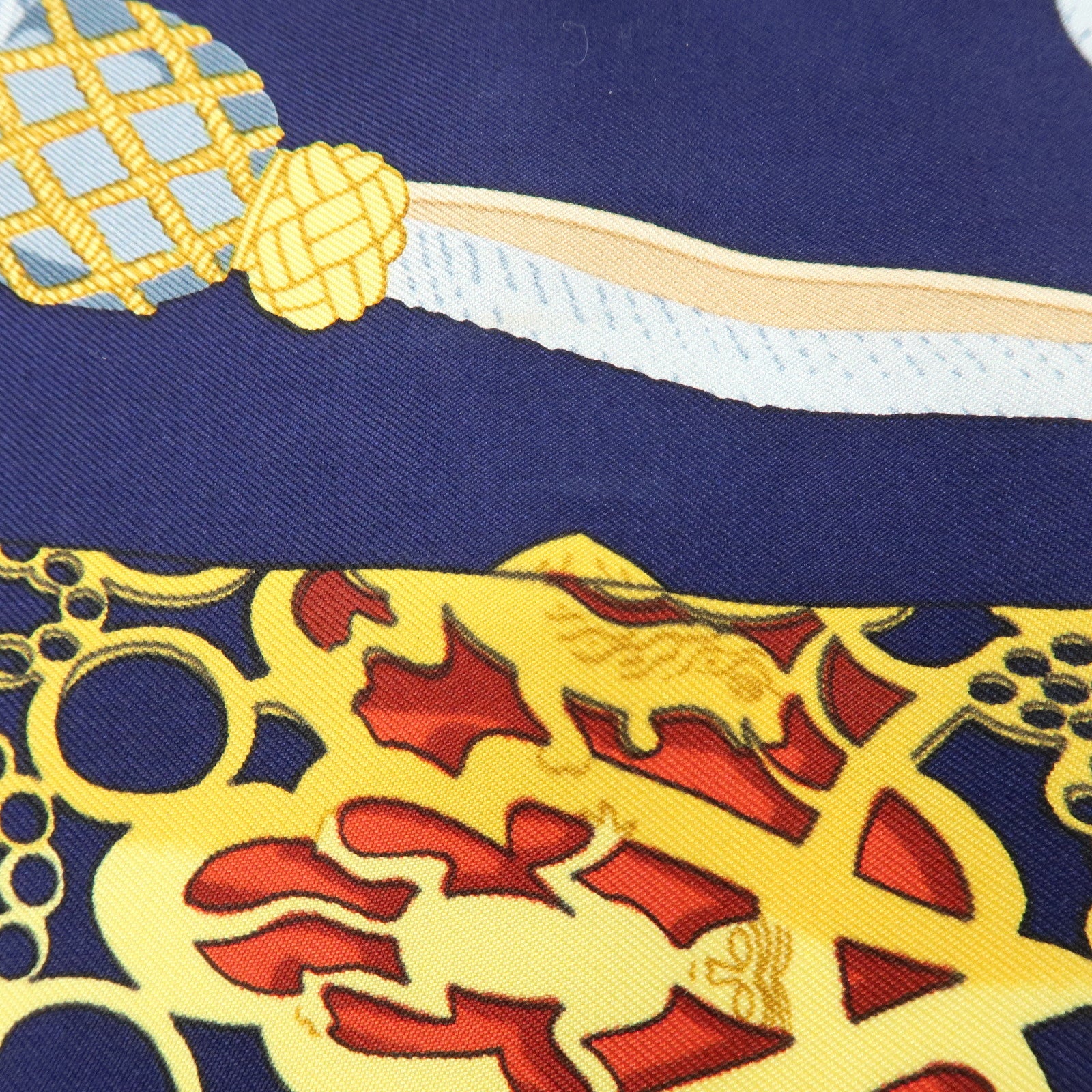 HERMES Carre 90 Silk 100% LES MUSEROLLES Scarf Navy