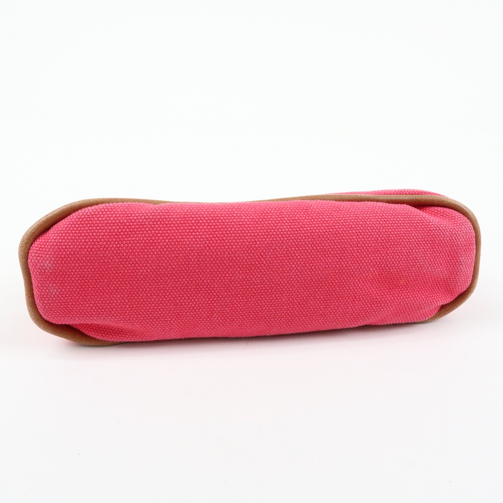 HERMES Canvas Leather Bolide Pouch Cosmetic Case Mini 16 Pink