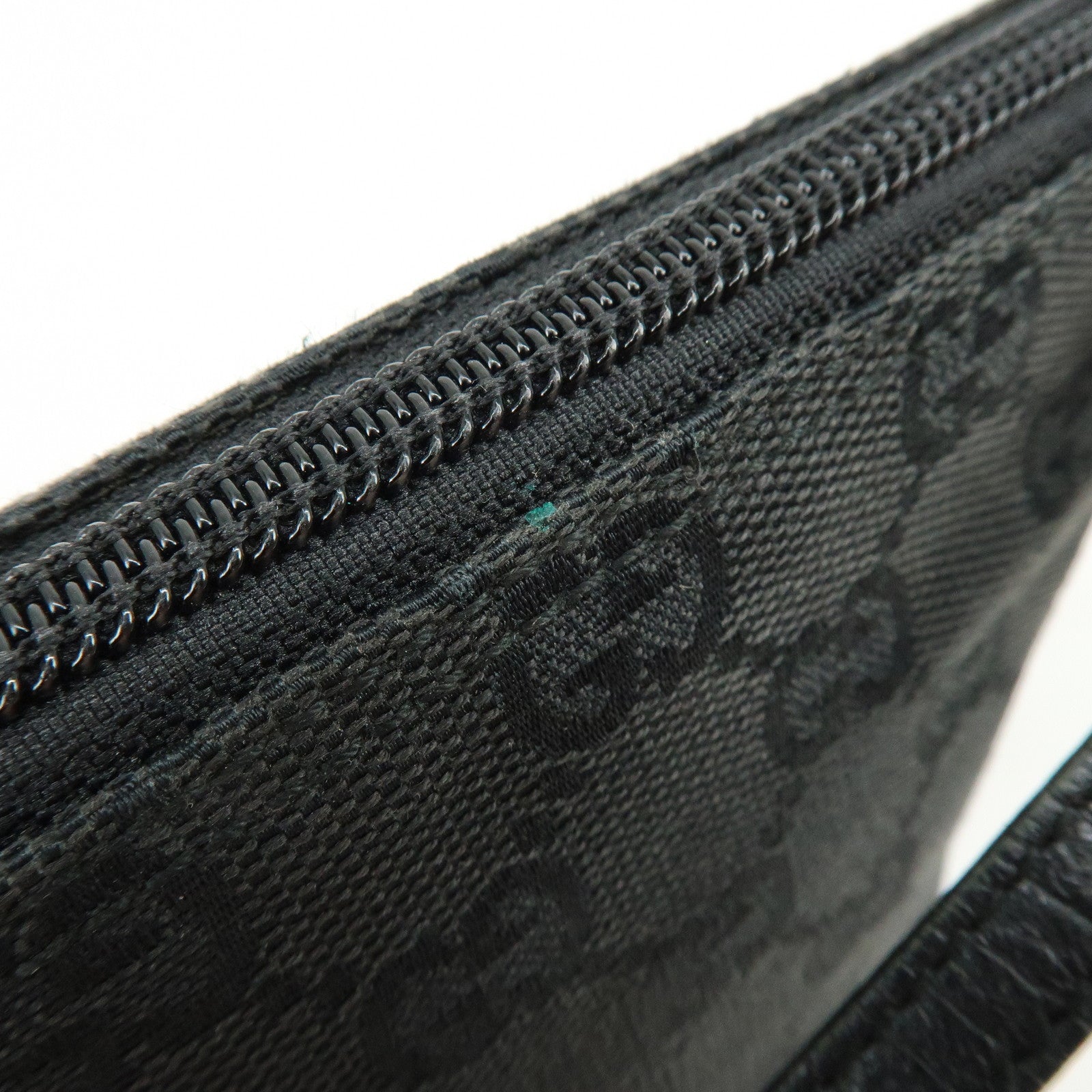 GUCCI Boat Bag GG Canvas Leather Hand Bag Pouch Black 07198