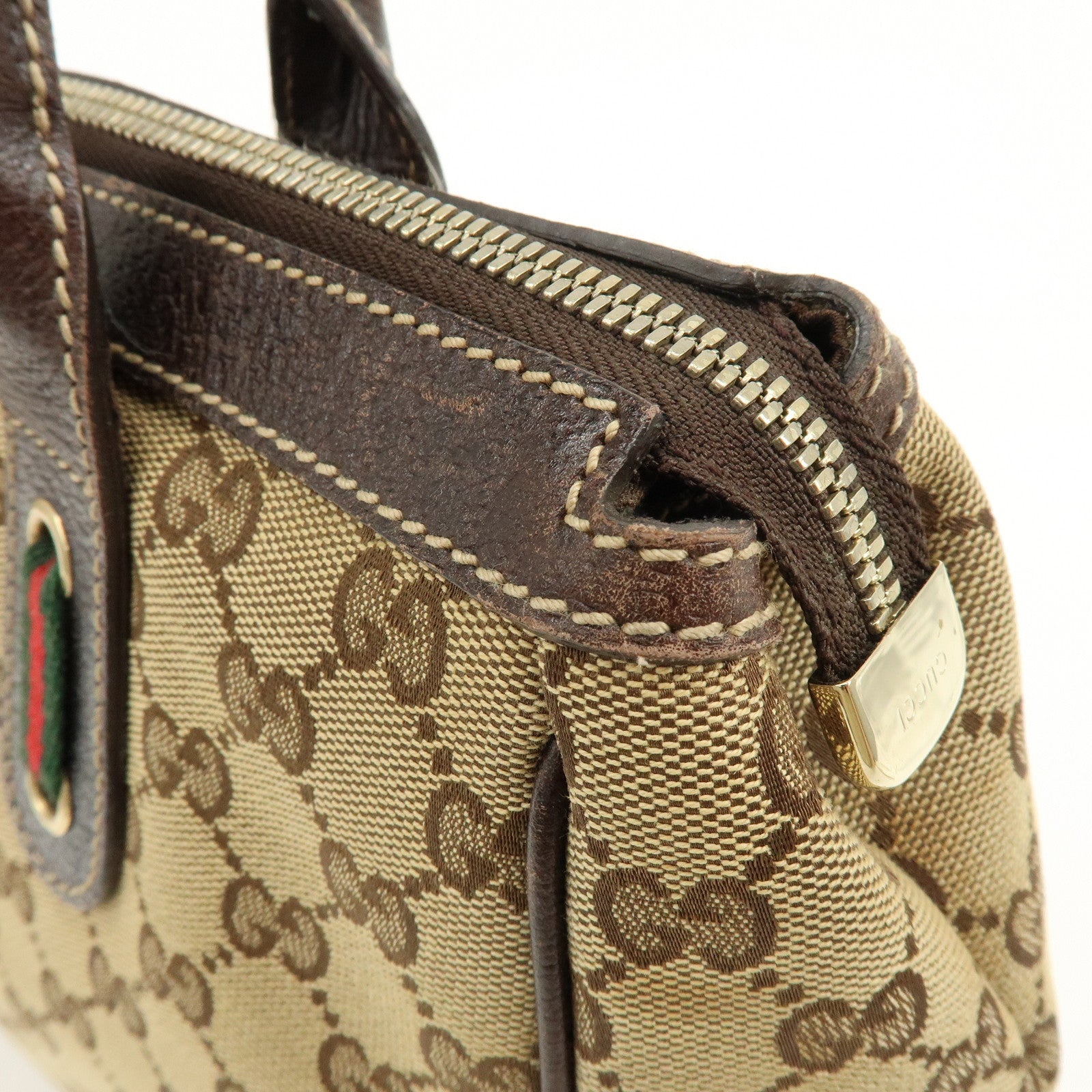 GUCCI Sherry Princy GG Canvas Leather Tote Bag Shoulder Bag 177052