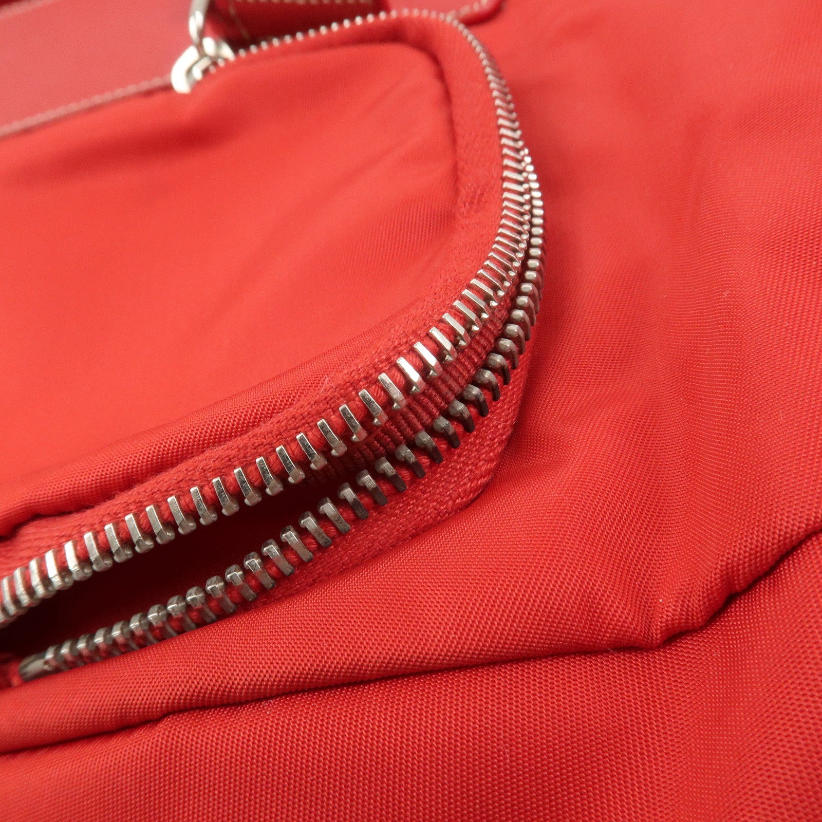 PRADA Triangle Logo Nylon Saffiano Leather Shoulder Bag Red BT0436