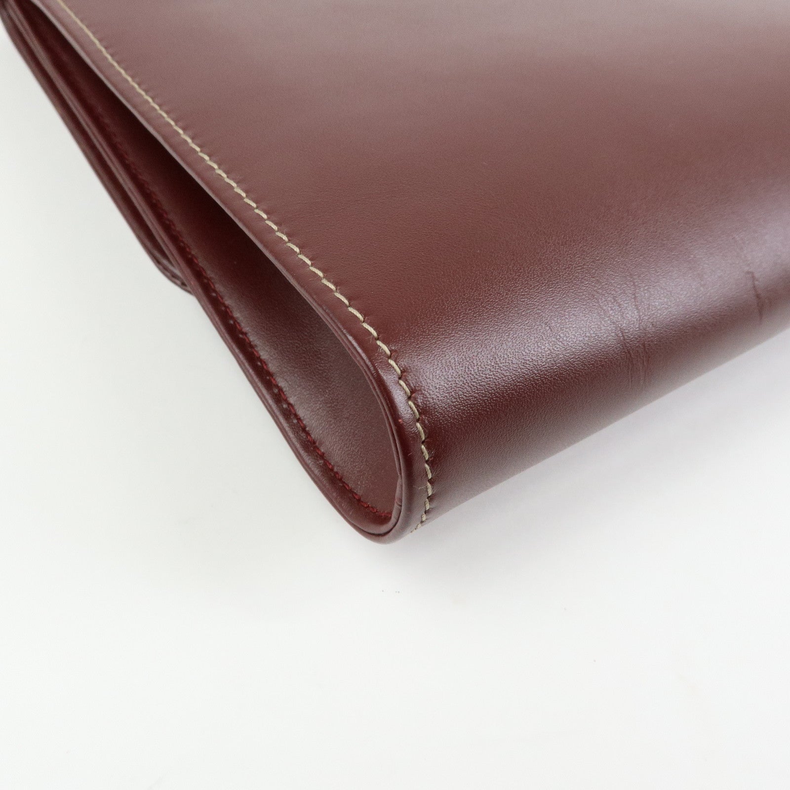 Cartier Must de Cartier Leather Clutch Bag Flat Pouch Bordeaux