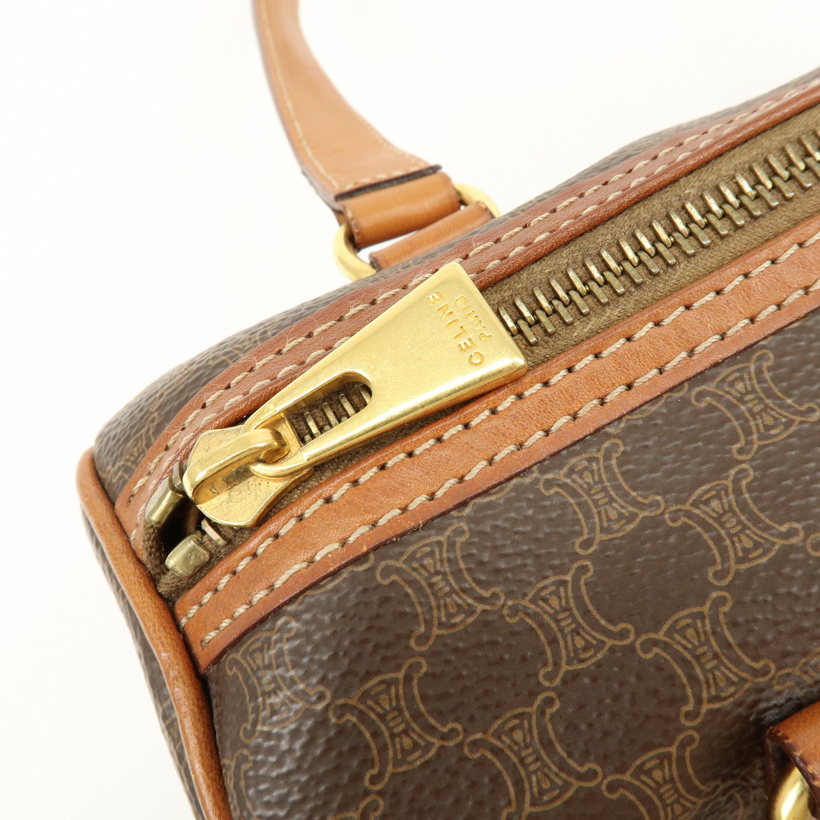 CELINE Macadam PVC Leather Shoulder Bag Hand Bag Brown