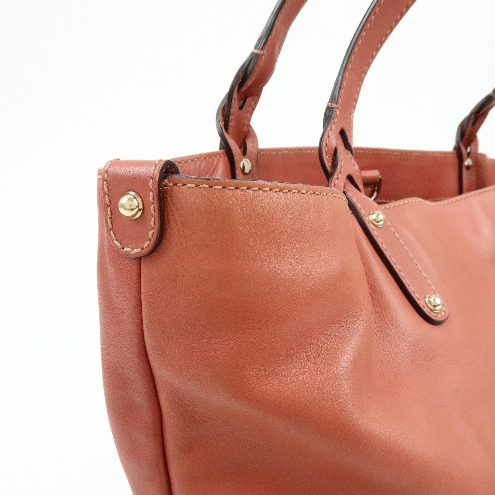GUCCI Logo Leather Tote Bag Shoulder Bag Hand Bag Rose Pink 247209