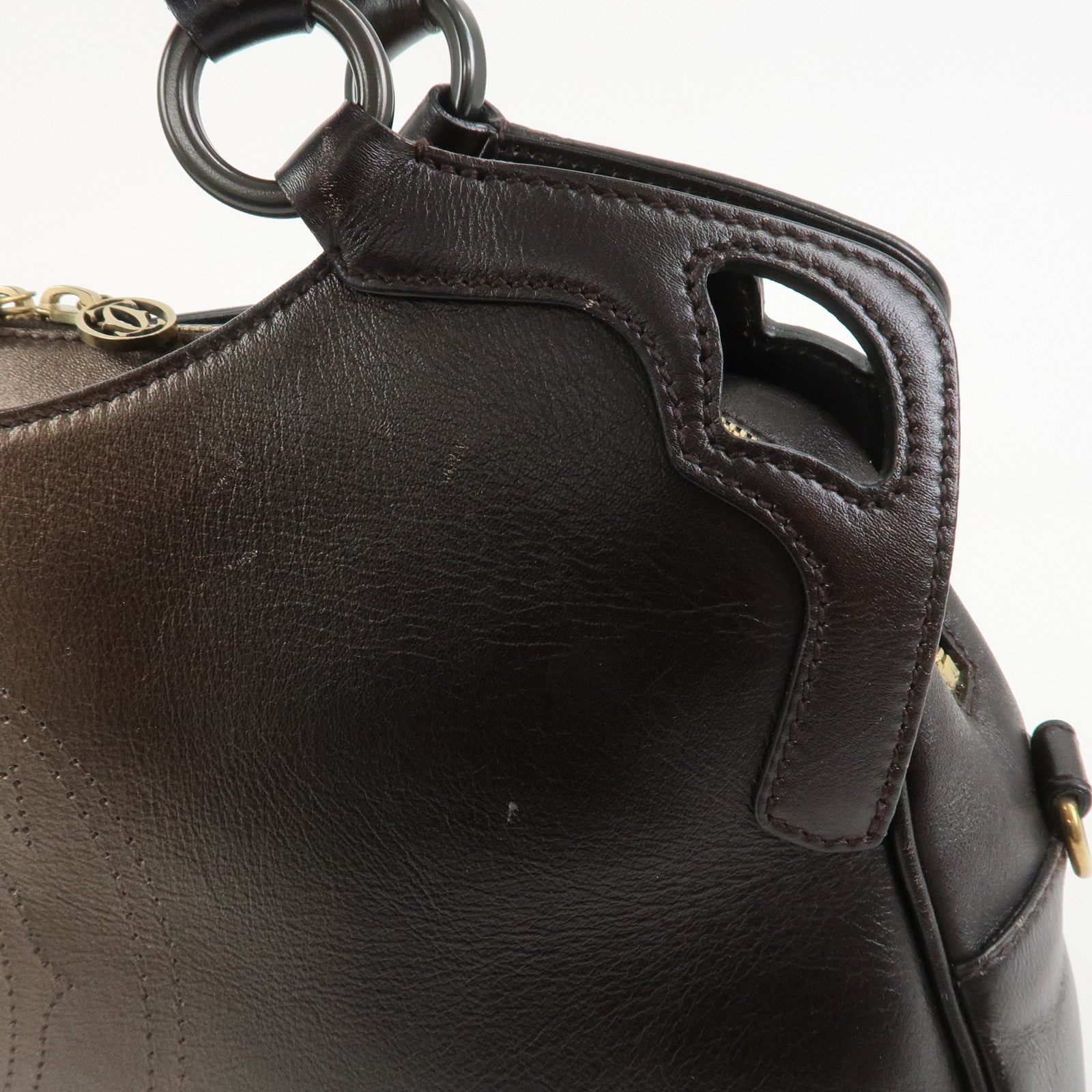 Cartier Marcello de Cartier Leather Hand Bag Dark Brown