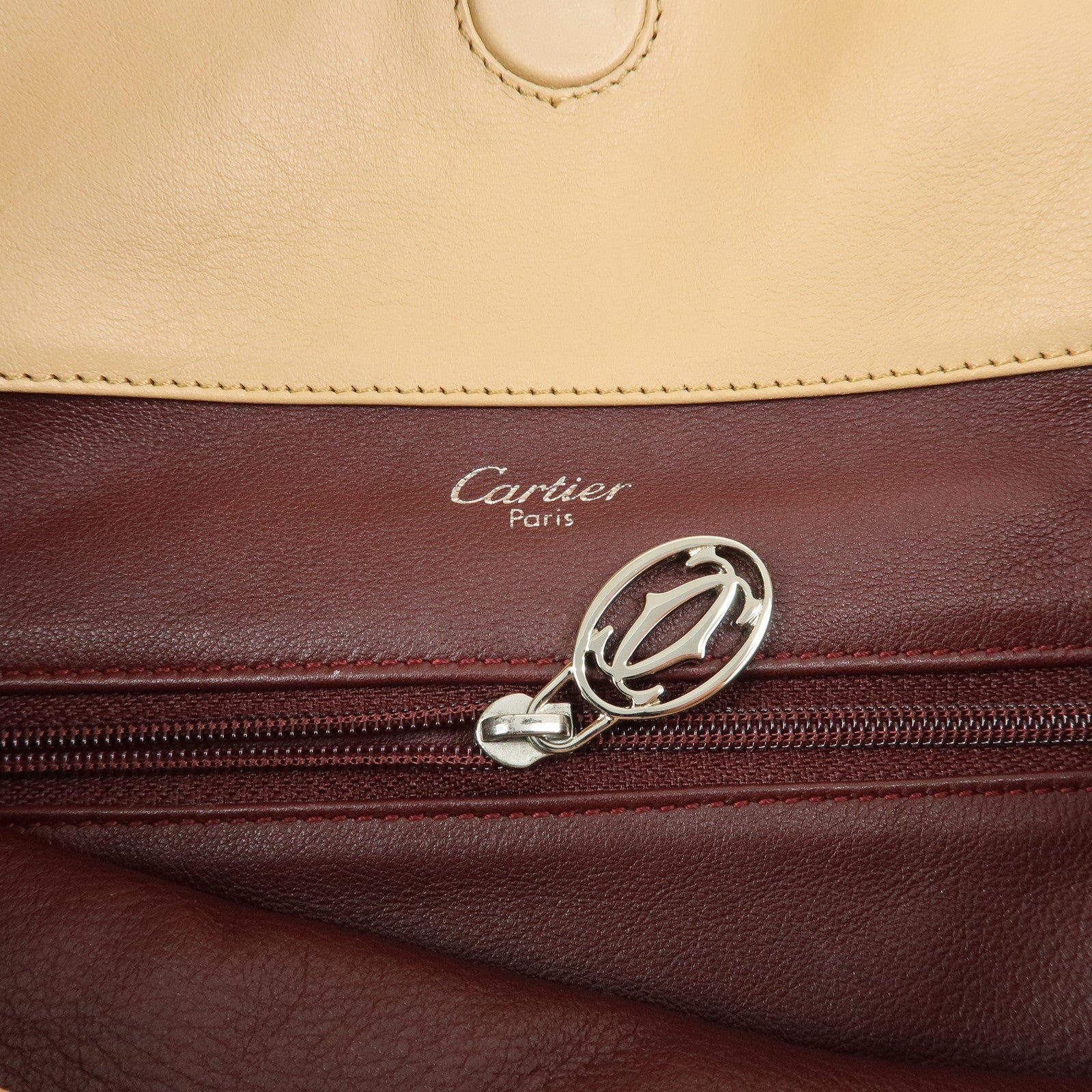 Cartier Trinity Leather Shoulder Bag Hand Bag Beige
